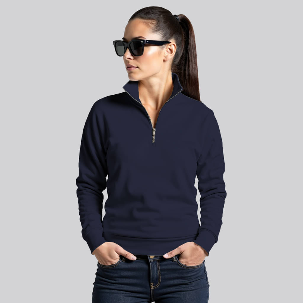    			fashion and youth Fleece Women's Zippered Sweatshirt ( Navy )