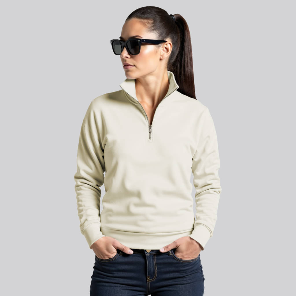    			fashion and youth Fleece Women's Zippered Sweatshirt ( White )