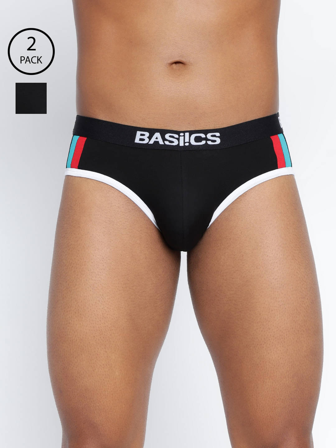 BASIICS By La Intimo Pack of 2 Cotton Blend Briefs For Men's ( Black ) BASIICS By La Intimo Pack of 2 Cotton Blend Briefs For Men's ( Black )