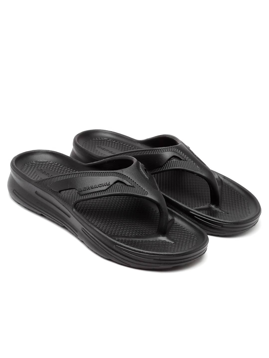     			Bersache Black Men's Slide Flip Flop