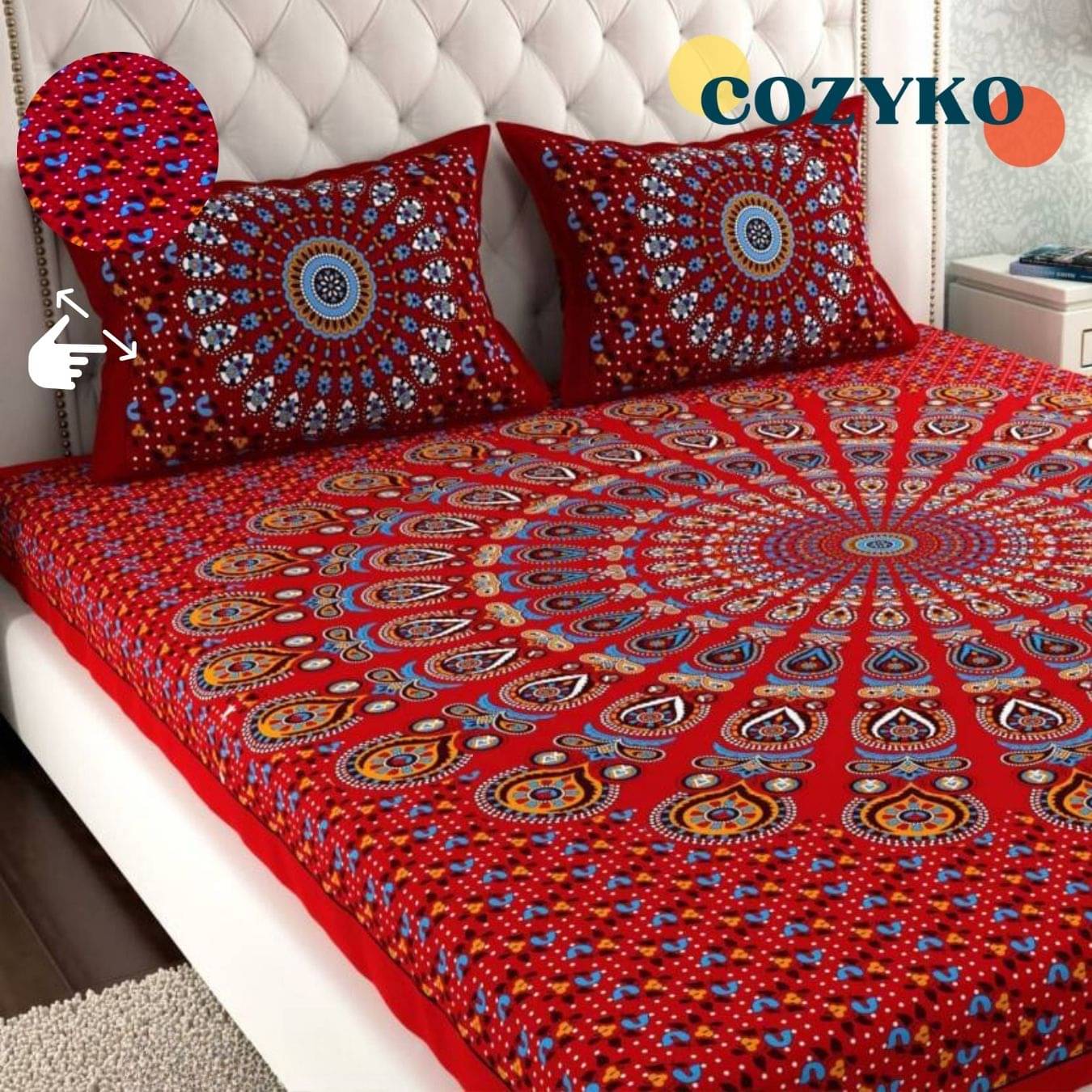 COZYKO Cotton 1 Double Bedsheet with 2 Pillow Covers ( Red ) COZYKO Cotton 1 Double Bedsheet with 2 Pillow Covers ( Red )