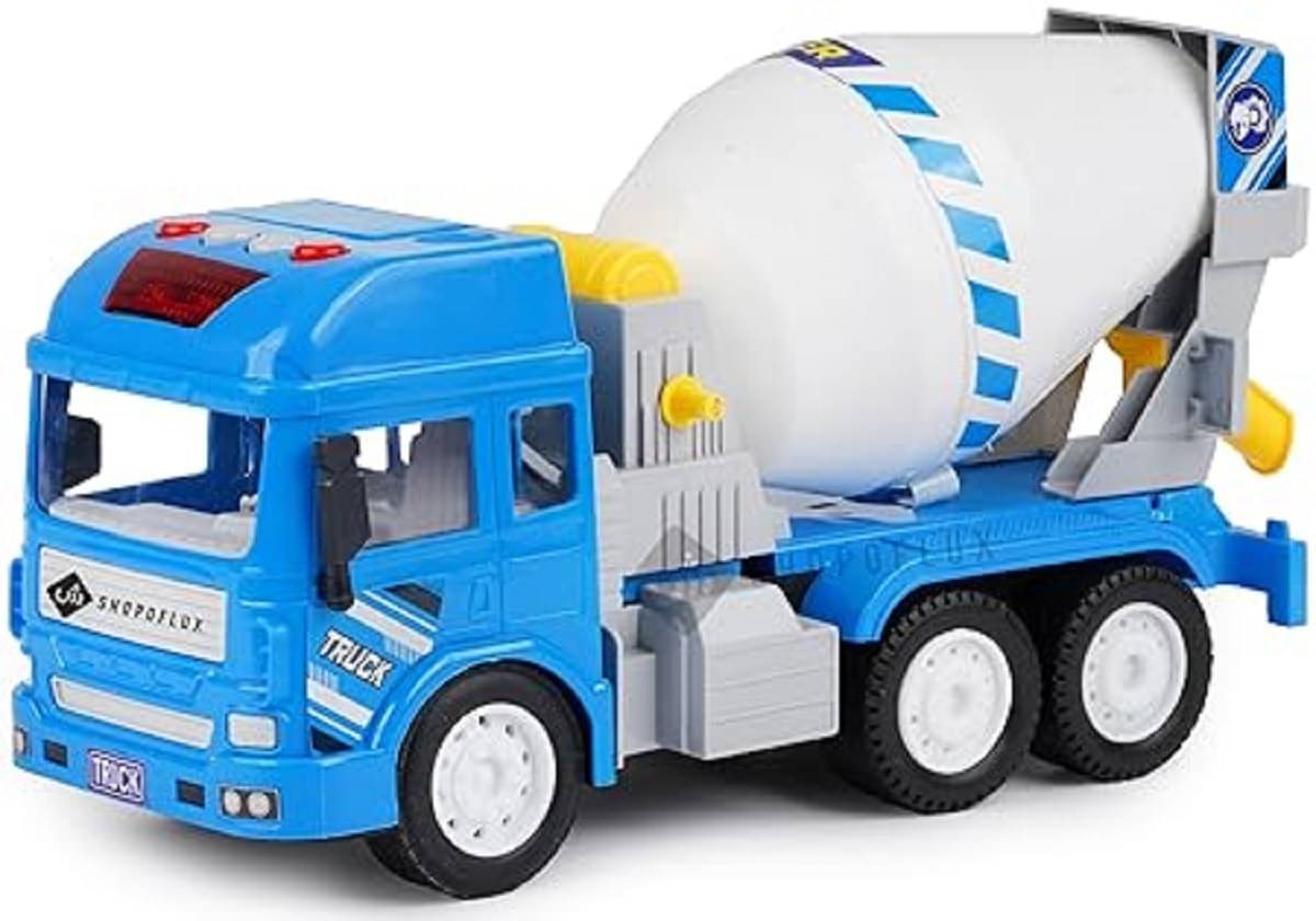     			FEDIFU  Cement Mixer Toys for Kids | Pull Back Vehicles Construction Unbreakable Plastic Truck with Light and Sound Truck, Friction Power Toy Trucks 3+ Years Old Boys Girls, & Kids-Multicolor