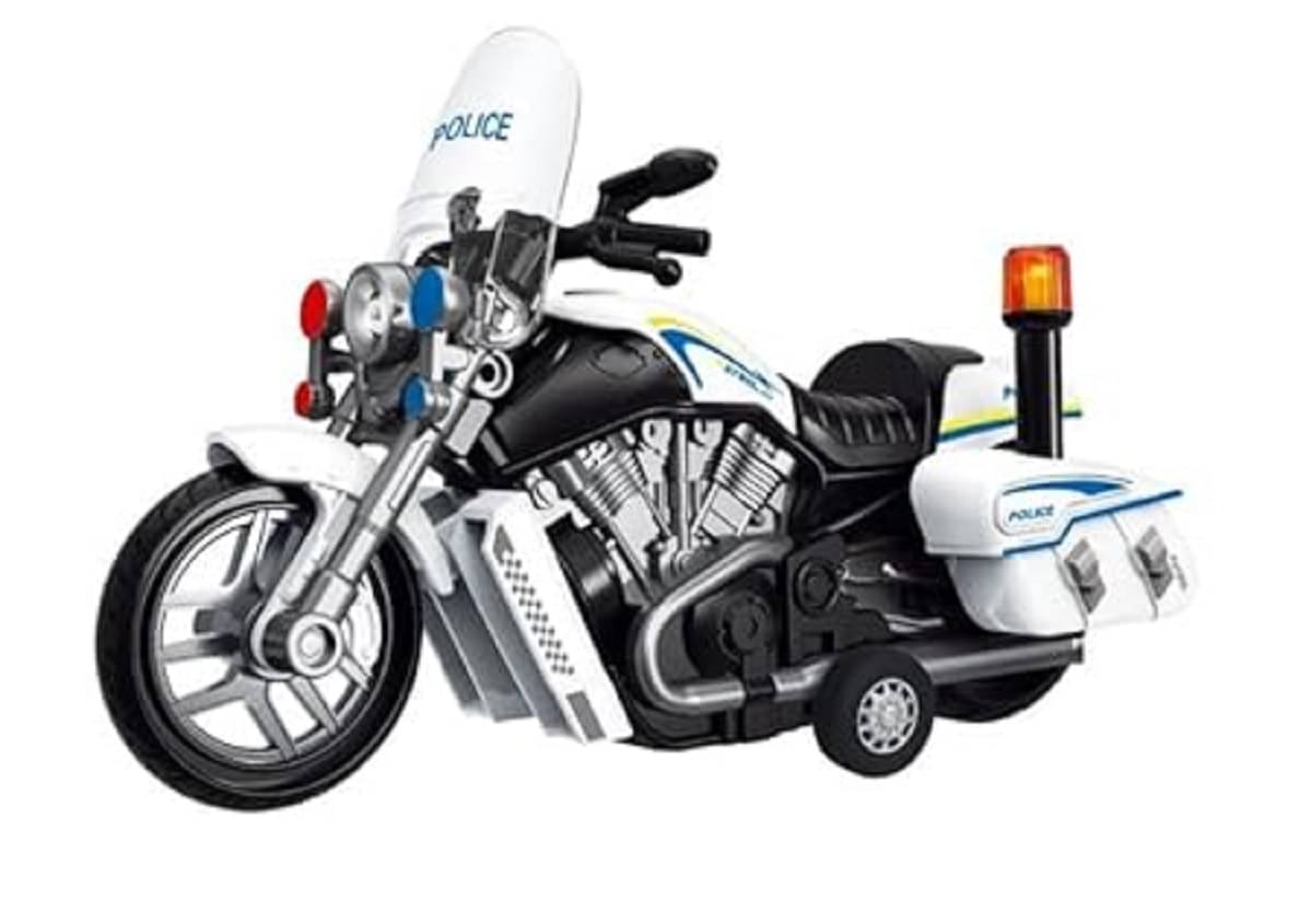     			FEDIFU Police Motorcycle Toy - Pull Back Motorcycle Toys, Tiny Gift with Music Lighting, Latte Motorcycles Toy for Kids Boys Age 3-8 Year Old