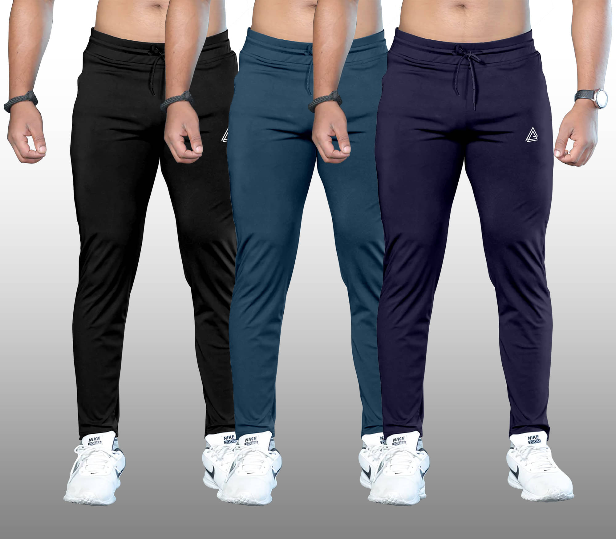 FTX Navy Blue Lycra Men's Trackpants ( Pack of 3 ) FTX Navy Blue Lycra Men's Trackpants ( Pack of 3 )