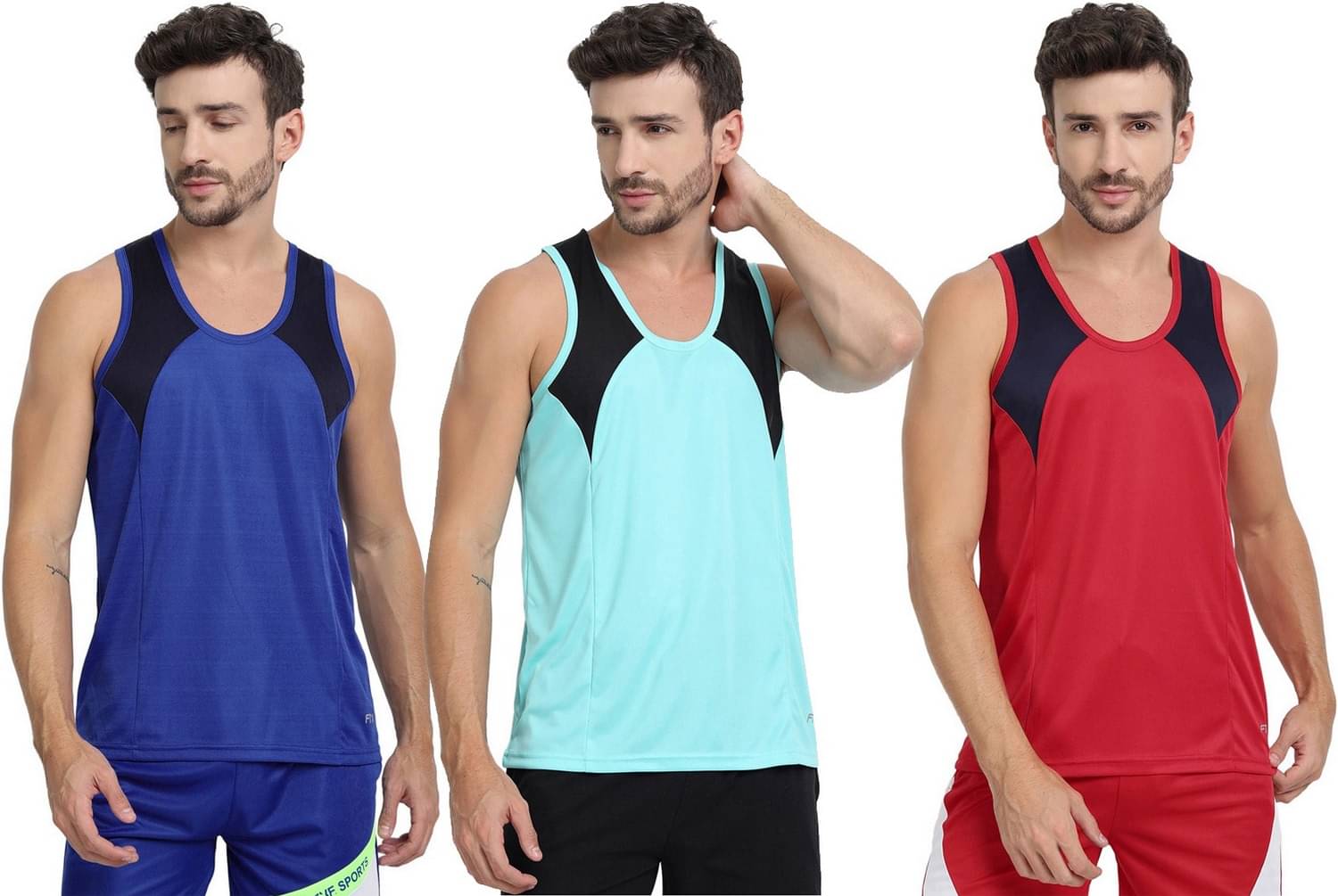 FTX Pack of 3 Polyester Gym Vest For Men ( Teal ) FTX Pack of 3 Polyester Gym Vest For Men ( Teal )