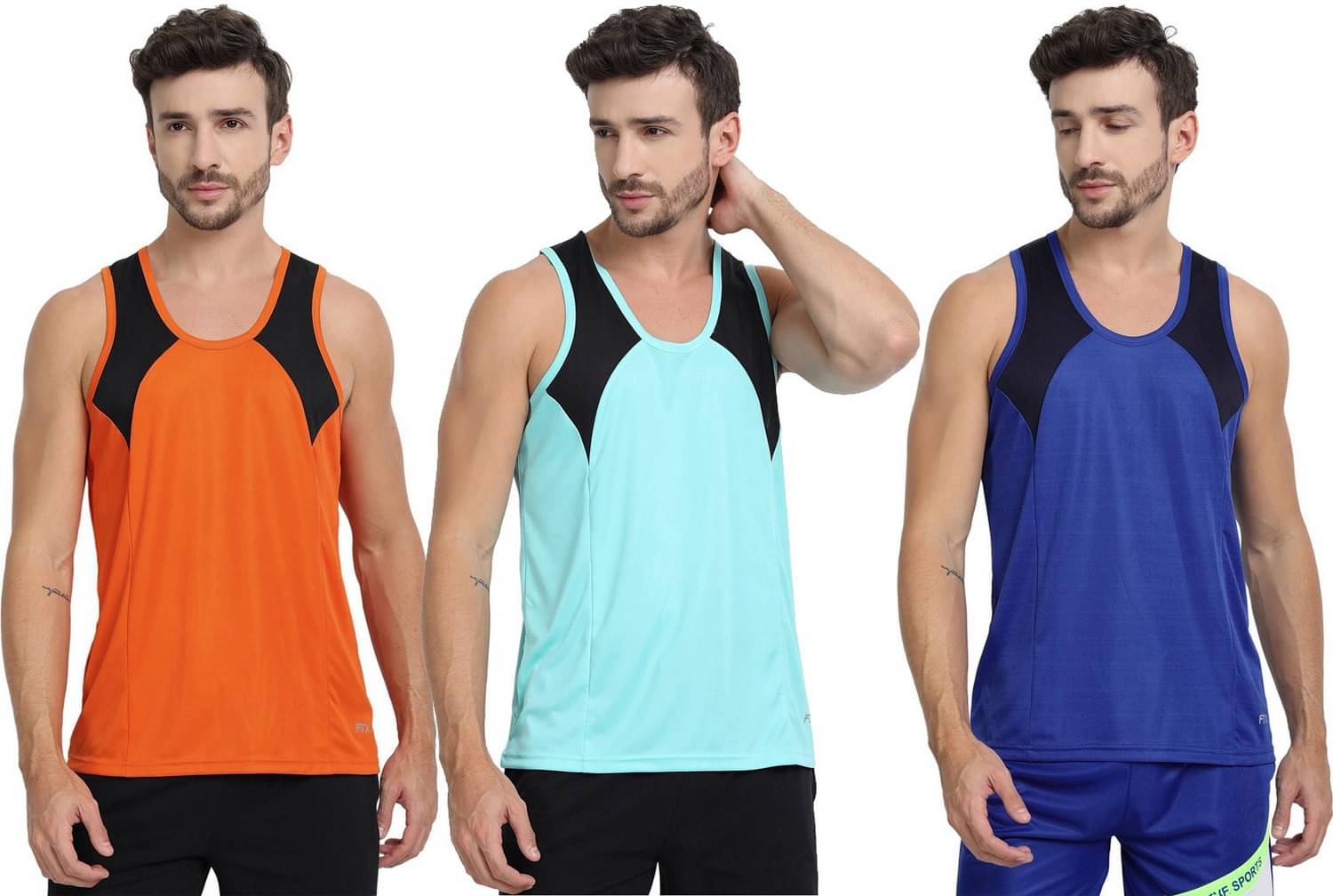     			FTX Pack of 3 Polyester Gym Vest For Men ( Teal )