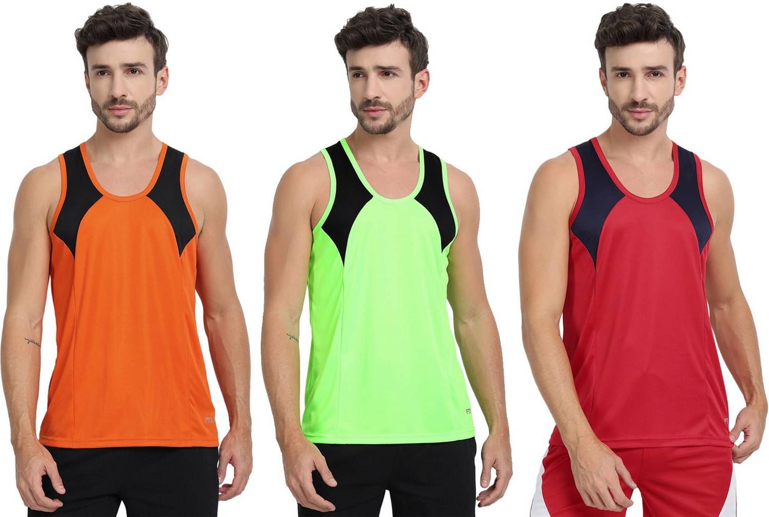 FTX Pack of 3 Polyester Gym Vest For Men ( Orange ) FTX Pack of 3 Polyester Gym Vest For Men ( Orange )