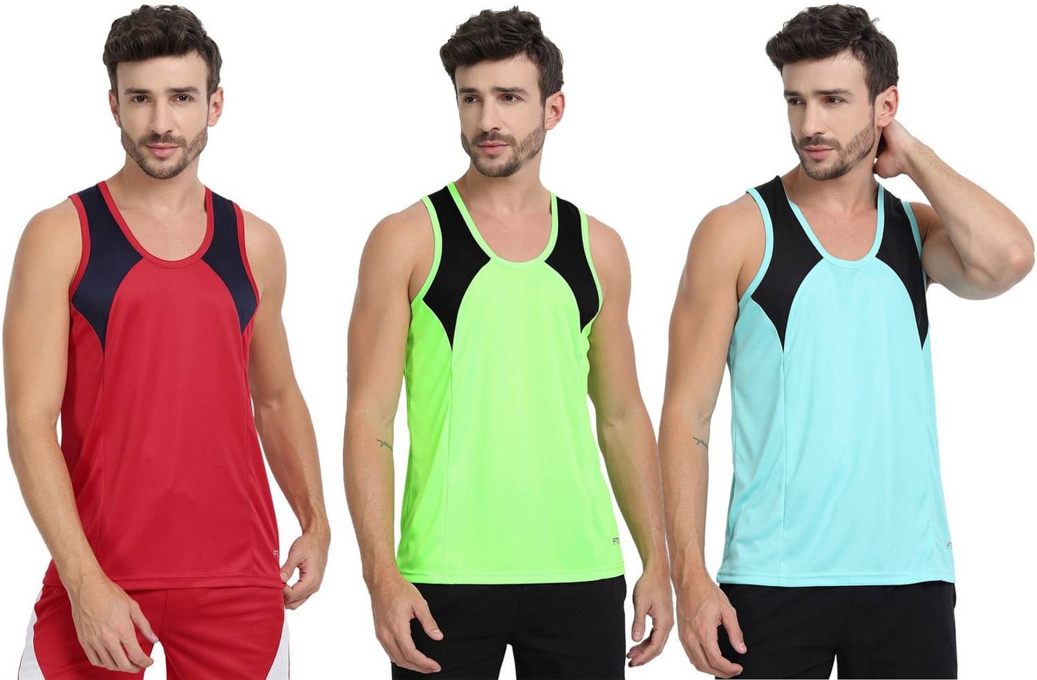 FTX Pack of 3 Polyester Gym Vest For Men ( Red ) FTX Pack of 3 Polyester Gym Vest For Men ( Red )