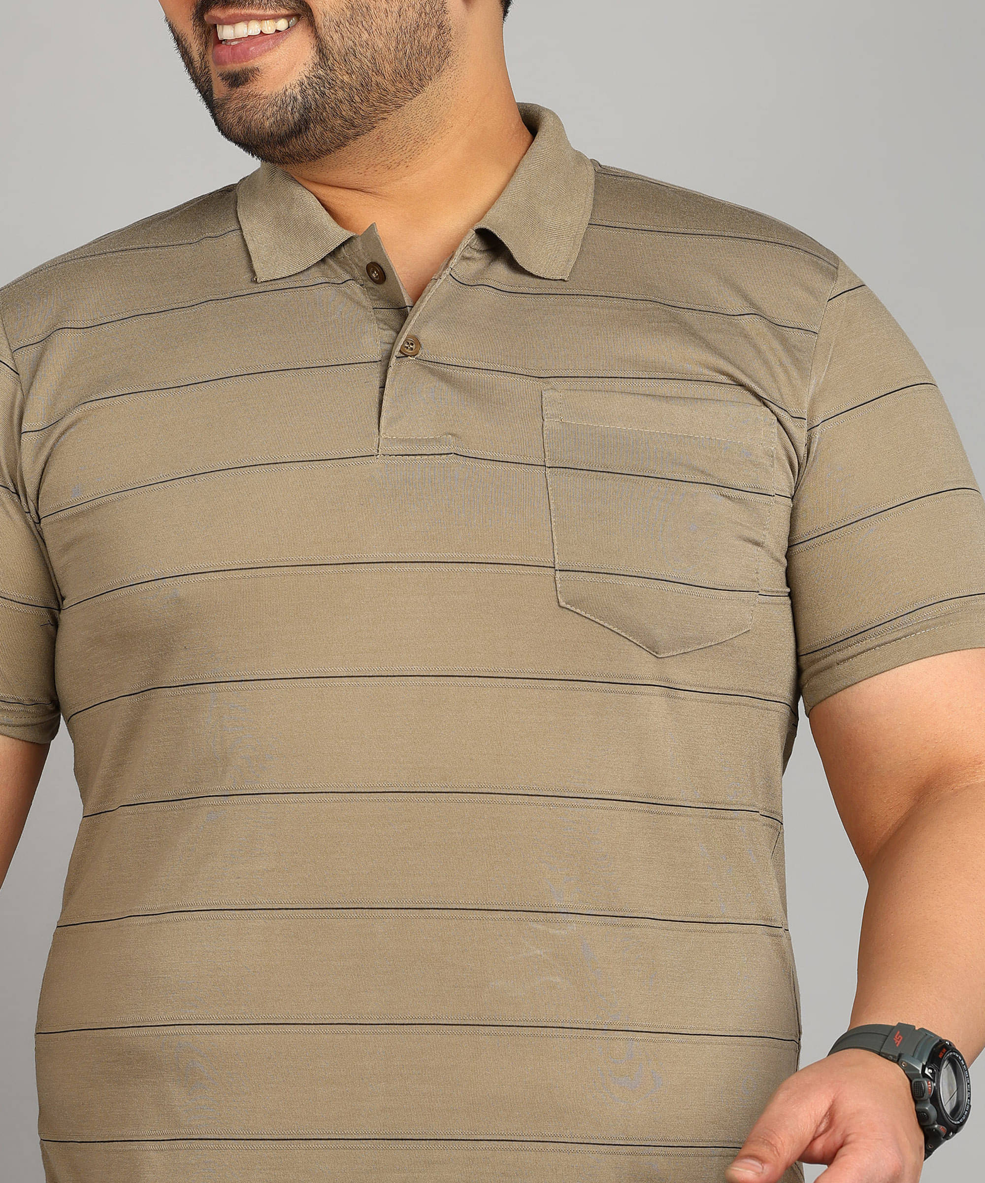     			INKKR Cotton Blend Regular Fit Striped Half Sleeves Men's Polo T Shirt - Brown ( Pack of 1 )