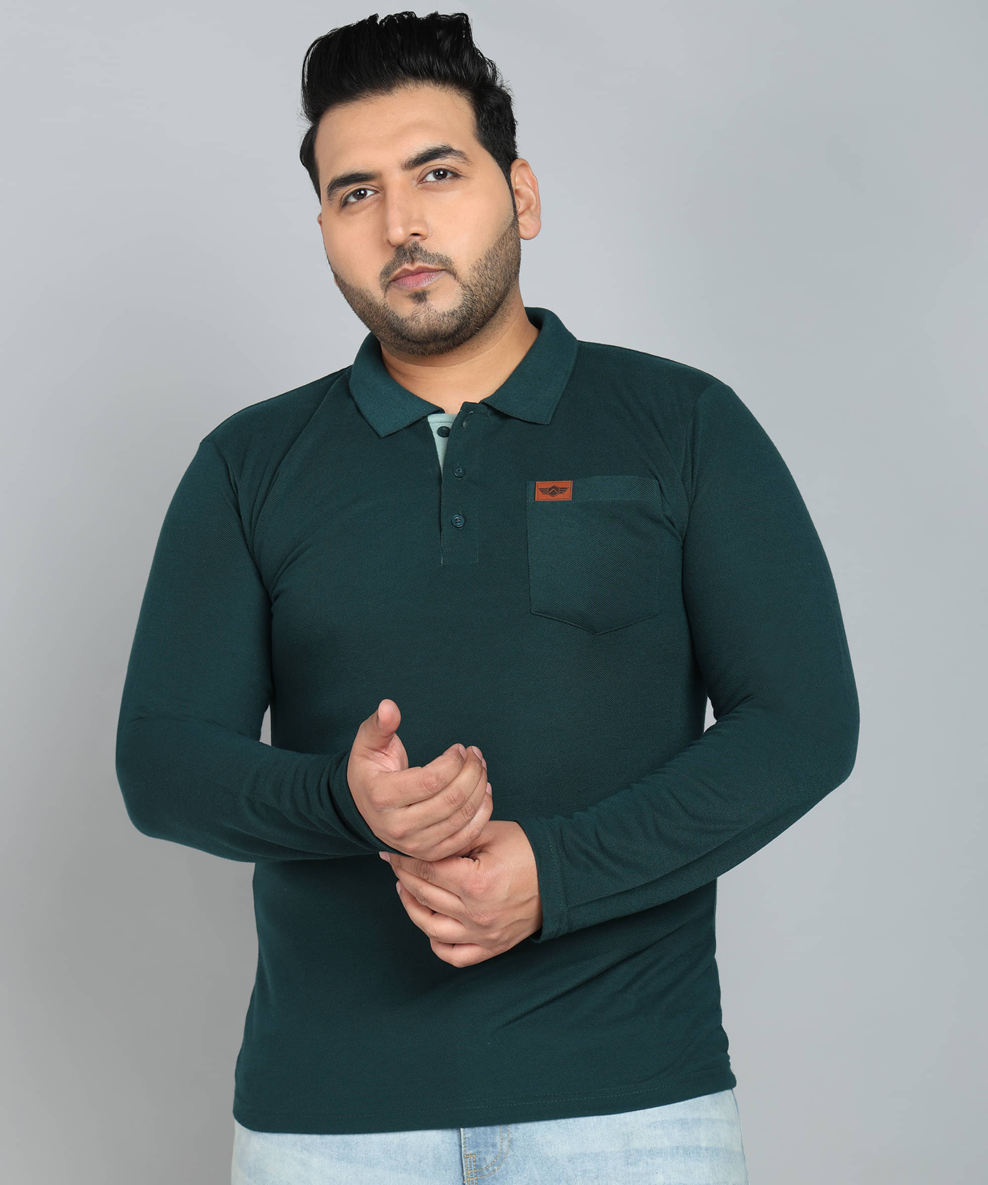 INKKR Cotton Blend Regular Fit Solid Full Sleeves Men's Polo T Shirt - Dark Green ( Pack of 1 ) INKKR Cotton Blend Regular Fit Solid Full Sleeves Men's Polo T Shirt - Dark Green ( Pack of 1 )