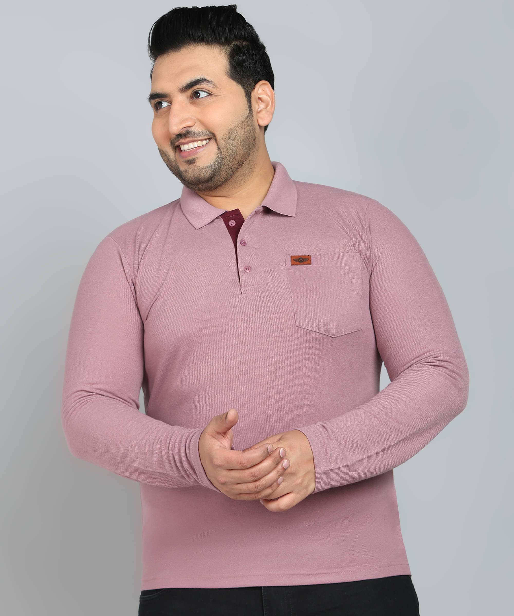 INKKR Cotton Blend Regular Fit Solid Full Sleeves Men's Polo T Shirt - Pink ( Pack of 1 )     			INKKR Cotton Blend Regular Fit Solid Full Sleeves Men's Polo T Shirt - Pink ( Pack of 1 )