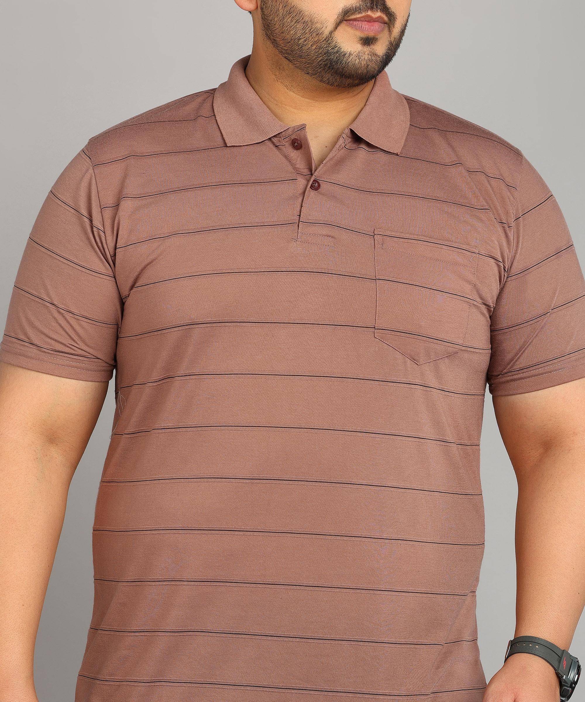     			INKKR Cotton Blend Regular Fit Striped Half Sleeves Men's Polo T Shirt - Pink ( Pack of 1 )