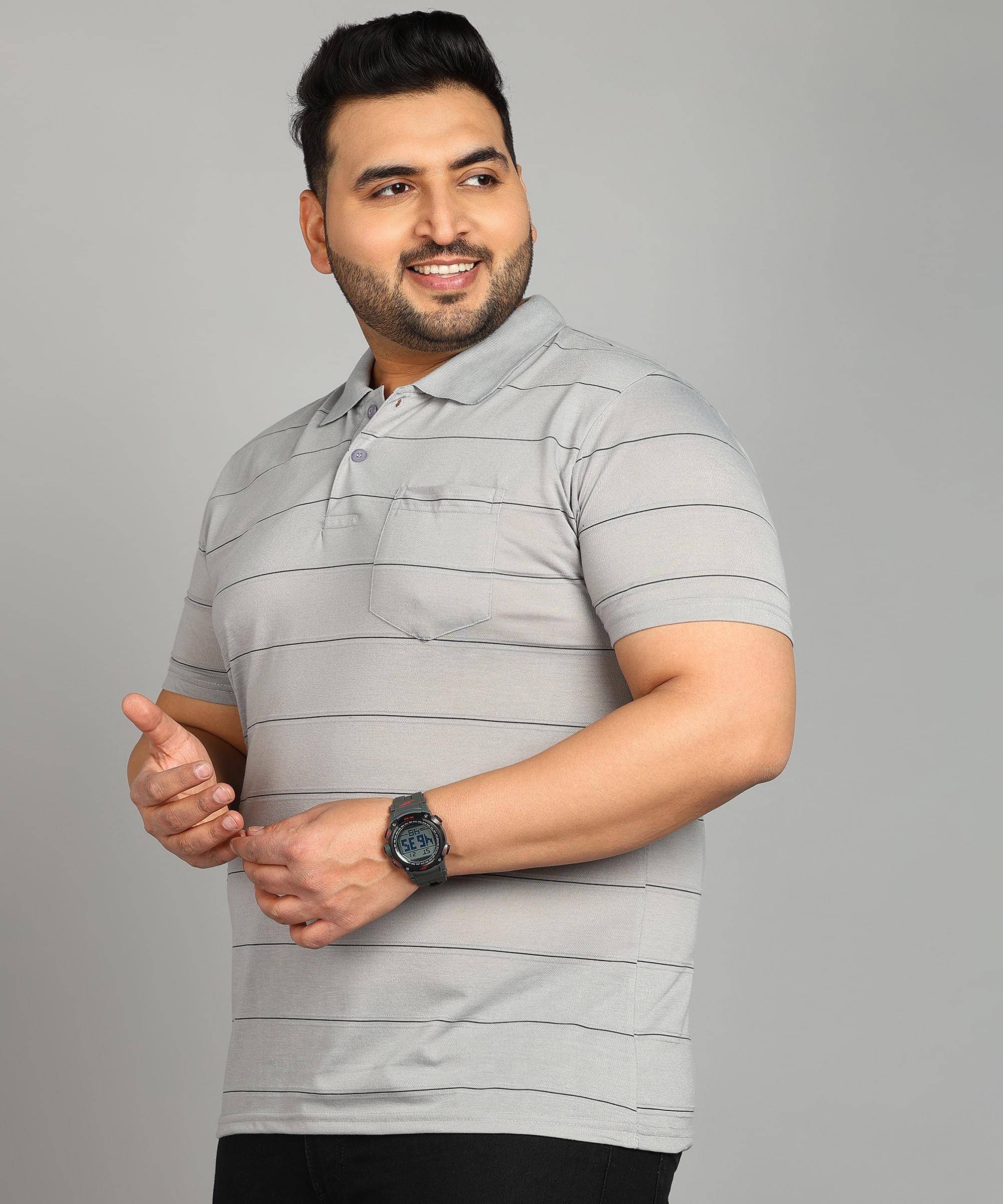 INKKR Cotton Blend Regular Fit Striped Half Sleeves Men's Polo T Shirt - Grey ( Pack of 1 ) INKKR Cotton Blend Regular Fit Striped Half Sleeves Men's Polo T Shirt - Grey ( Pack of 1 )
