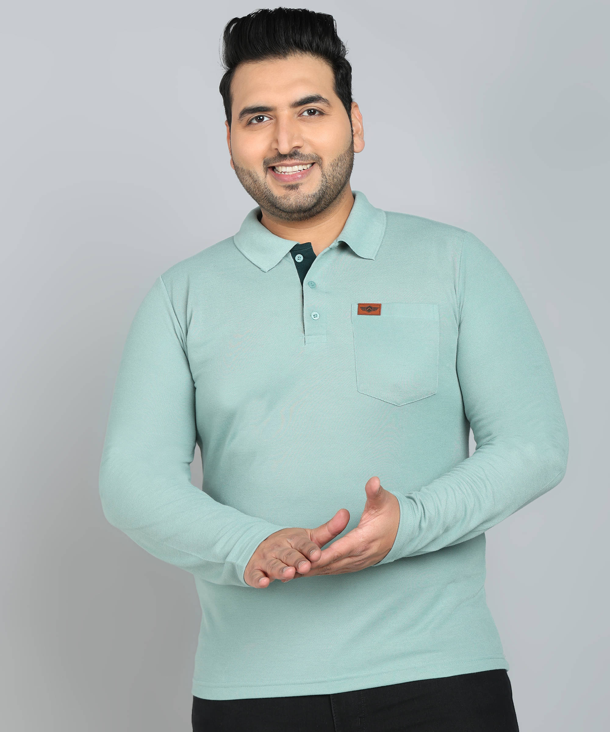     			INKKR Cotton Blend Regular Fit Solid Full Sleeves Men's Polo T Shirt - Green ( Pack of 1 )