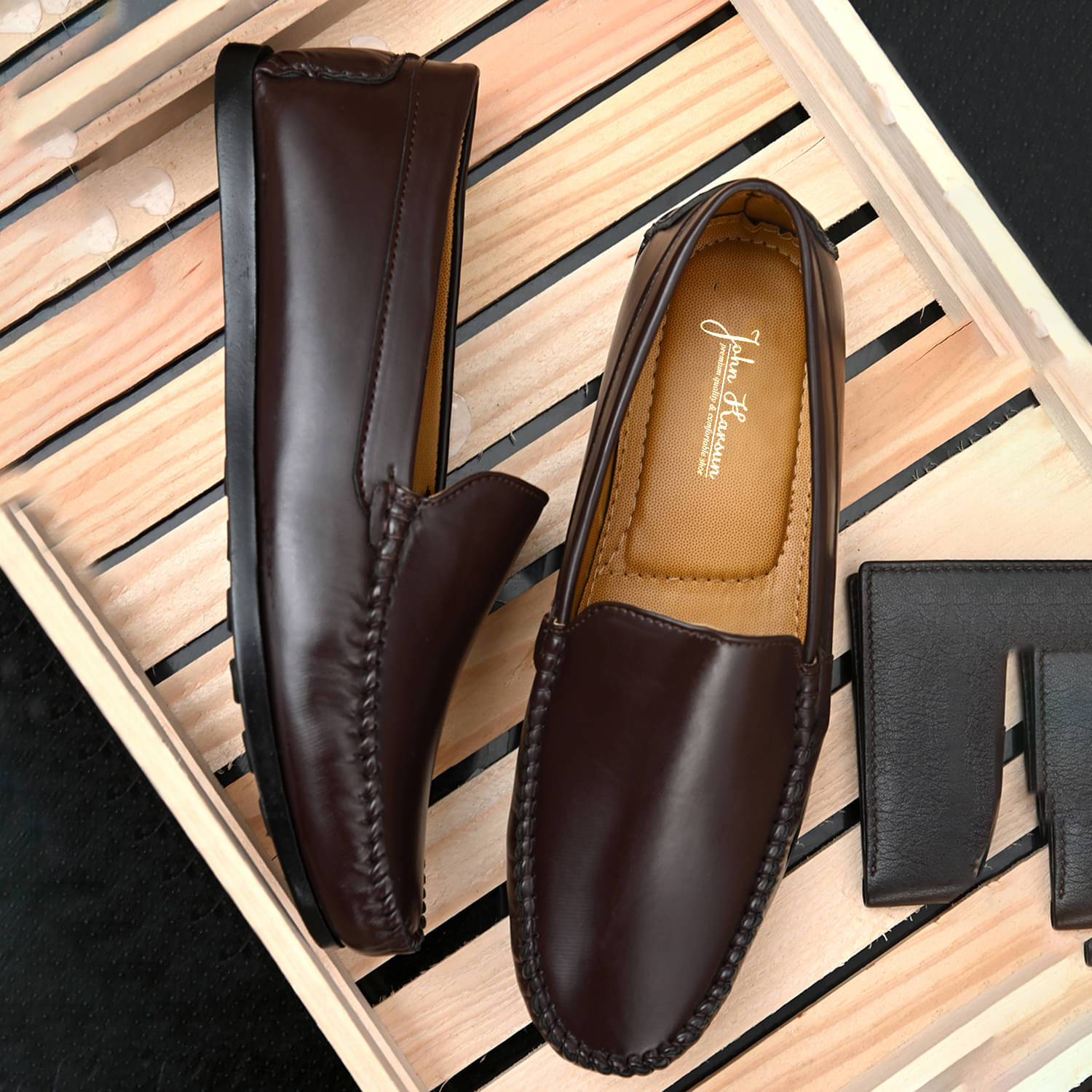     			John Karsun Brown Men's Slip on