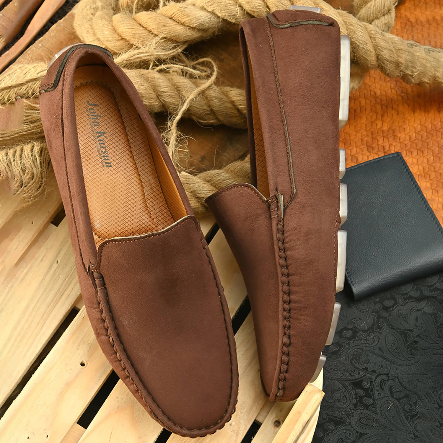     			John Karsun Brown Men's Slip on