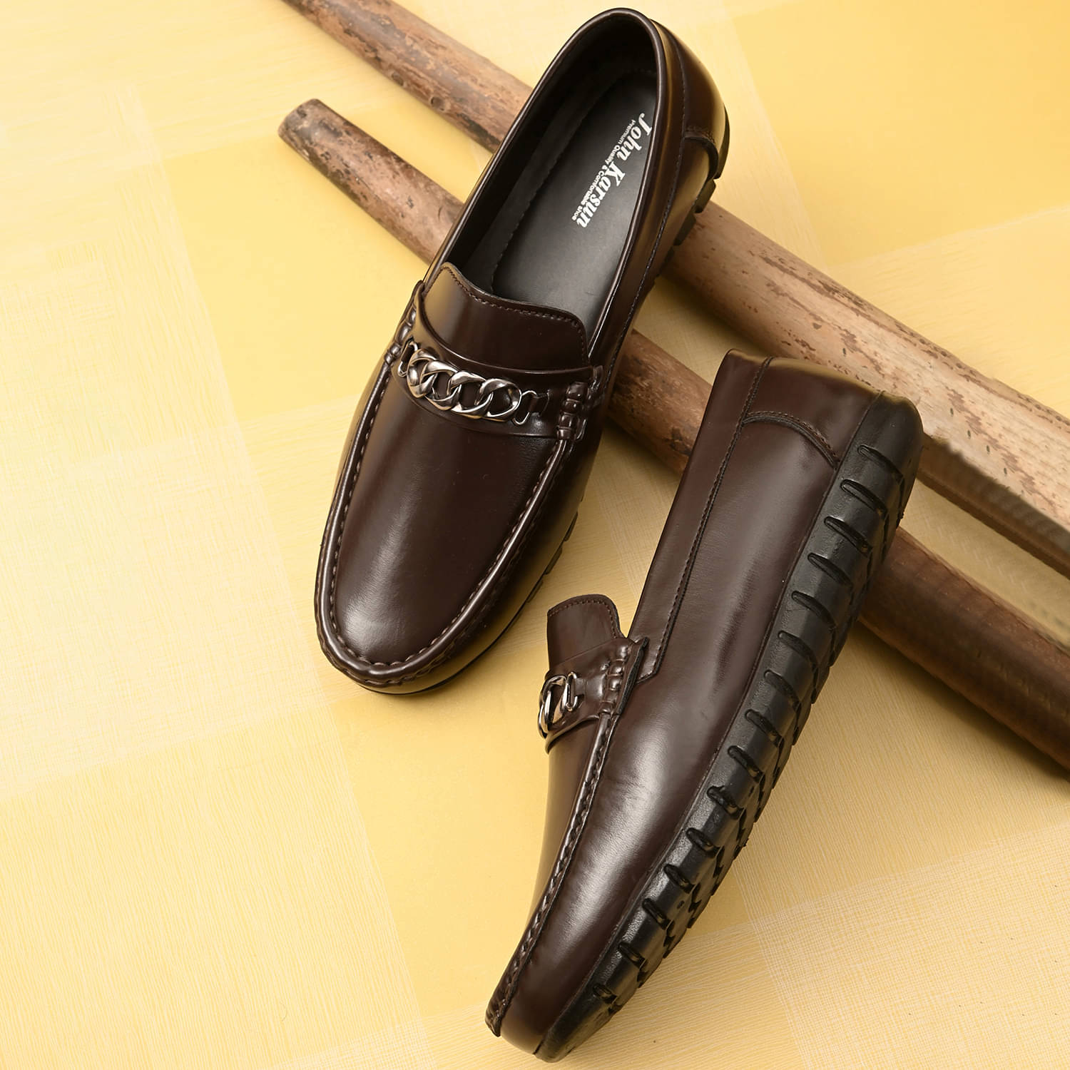     			John Karsun Brown Men's Slip on