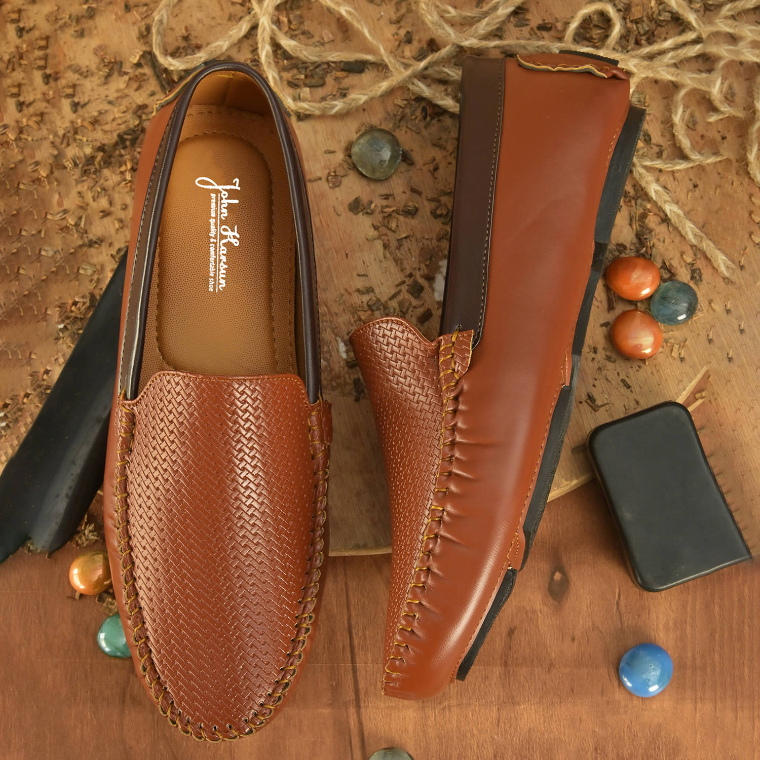     			John Karsun Tan Men's Slip on