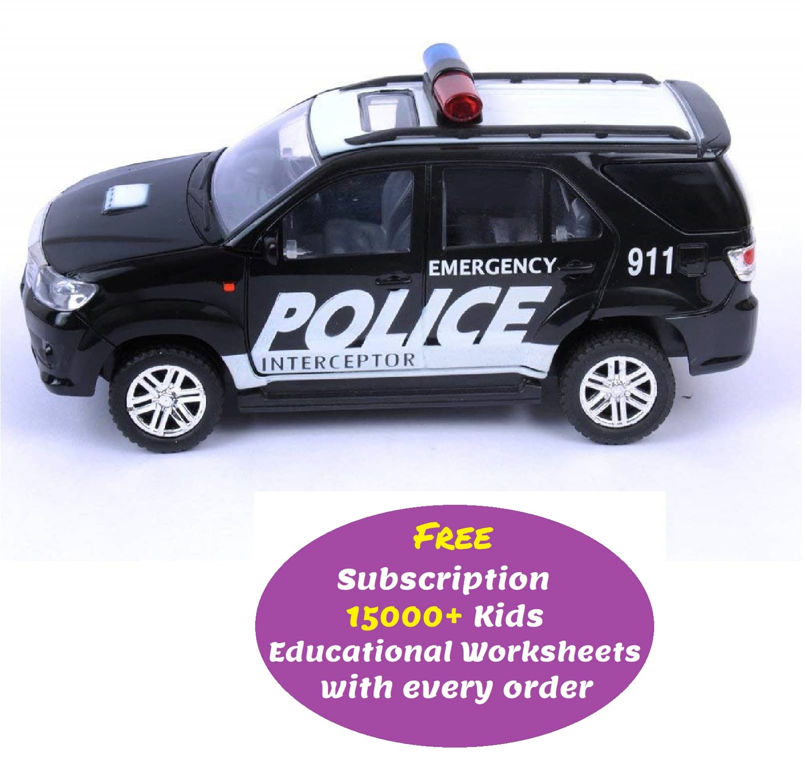 Kidsaholic Centy Toys Plastic Interceptor Fortune Pull Back Car (Free subscription of kids Educational worksheets)
