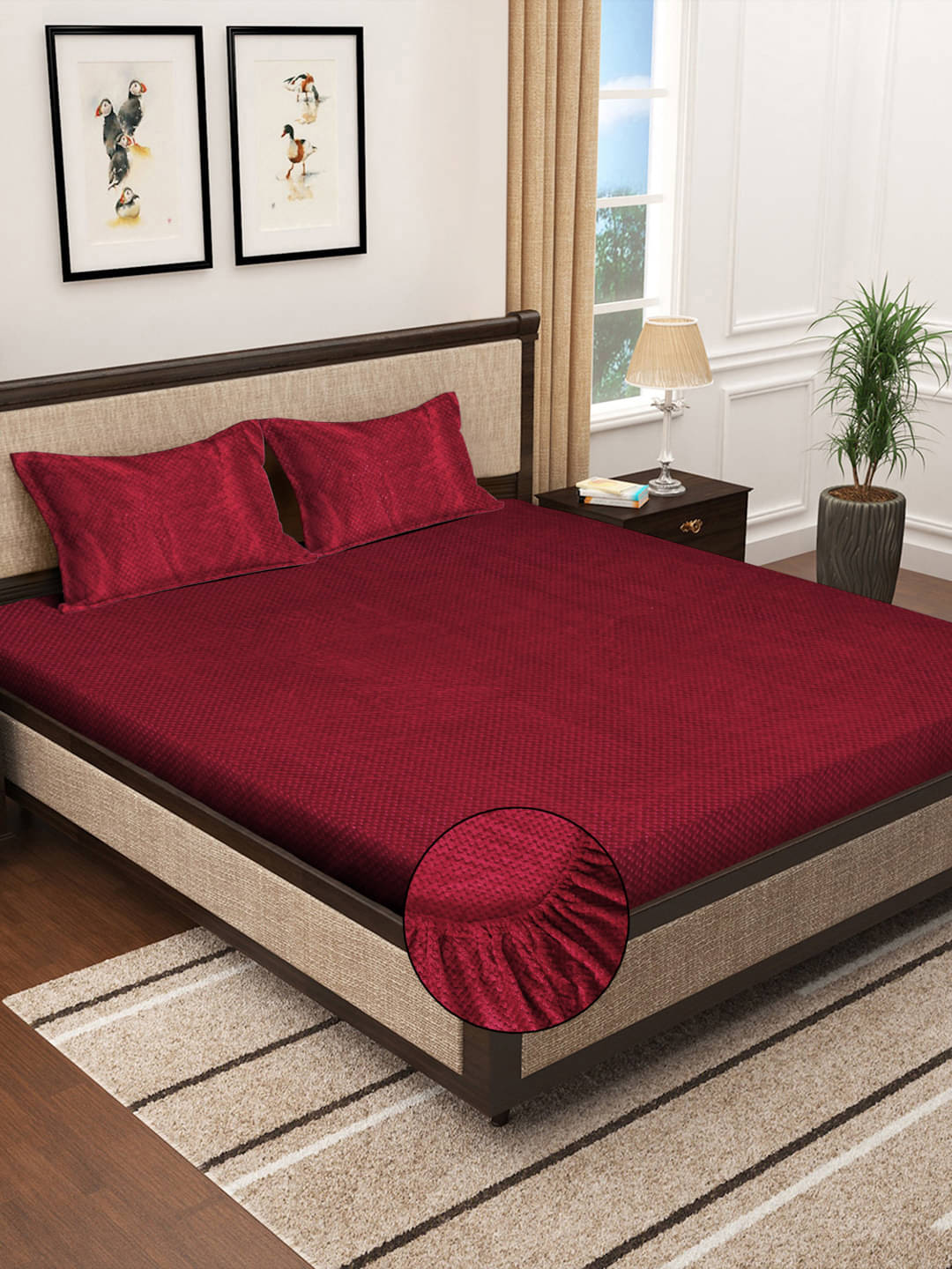     			Klotthe Fleece 1 Double Bedsheet with 2 Pillow Covers ( Red )