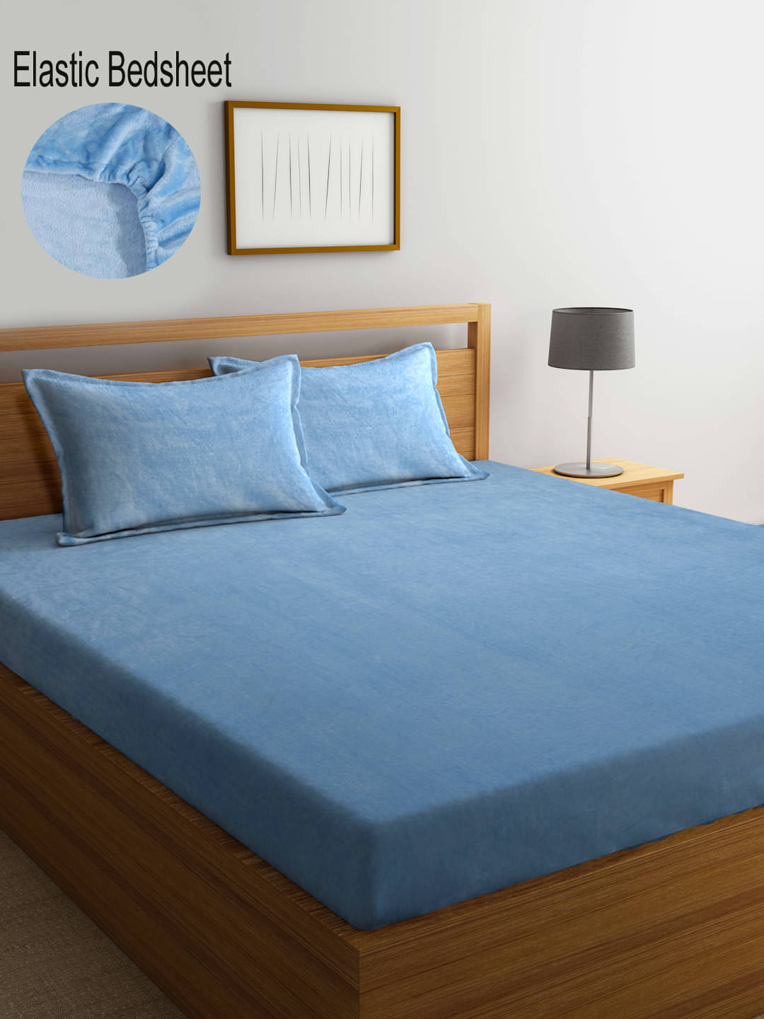    			Klotthe Fleece 1 Double Bedsheet with 2 Pillow Covers ( Blue )