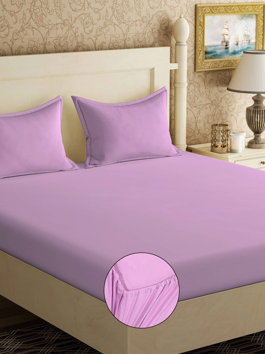     			Klotthe Poly Cotton 1 Double Bedsheet with 2 Pillow Covers ( Purple )