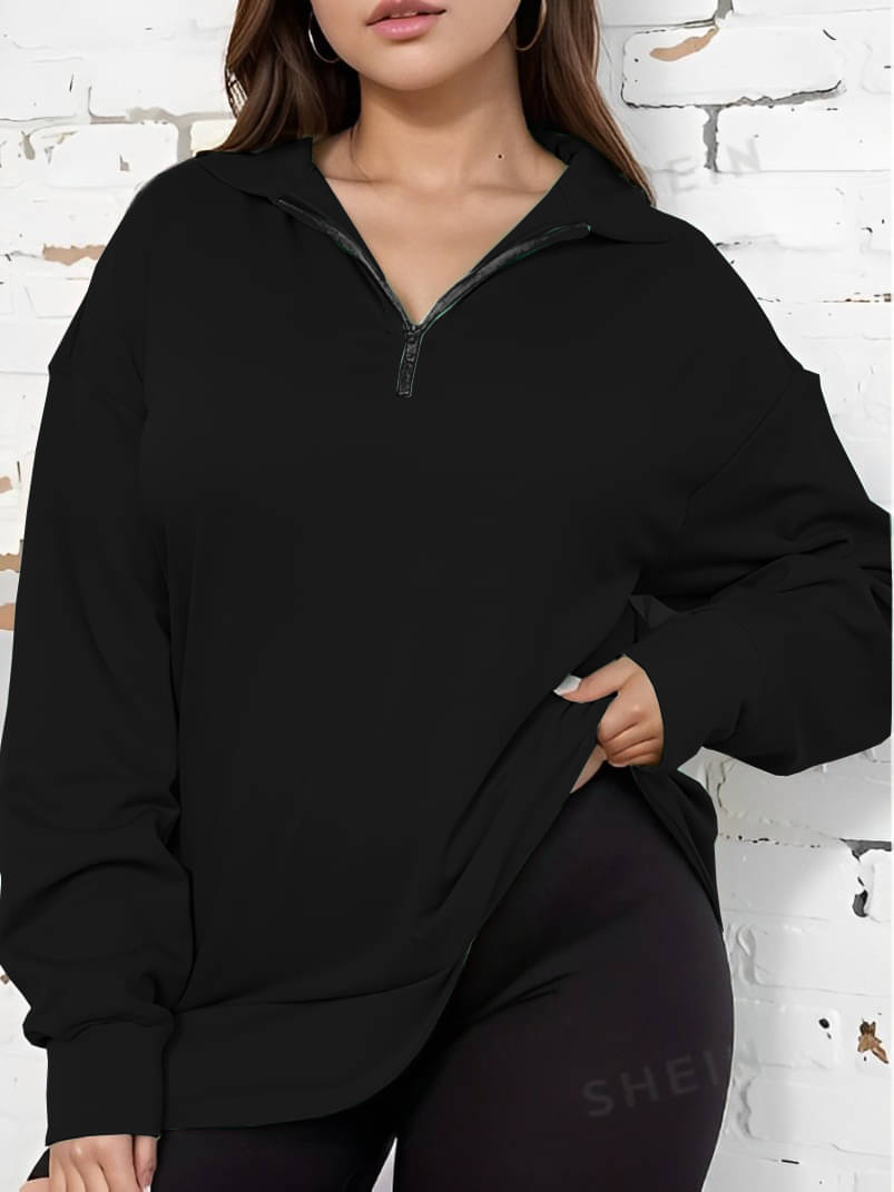     			Lecowar Fleece Women's Non Hooded Sweatshirt ( Black )