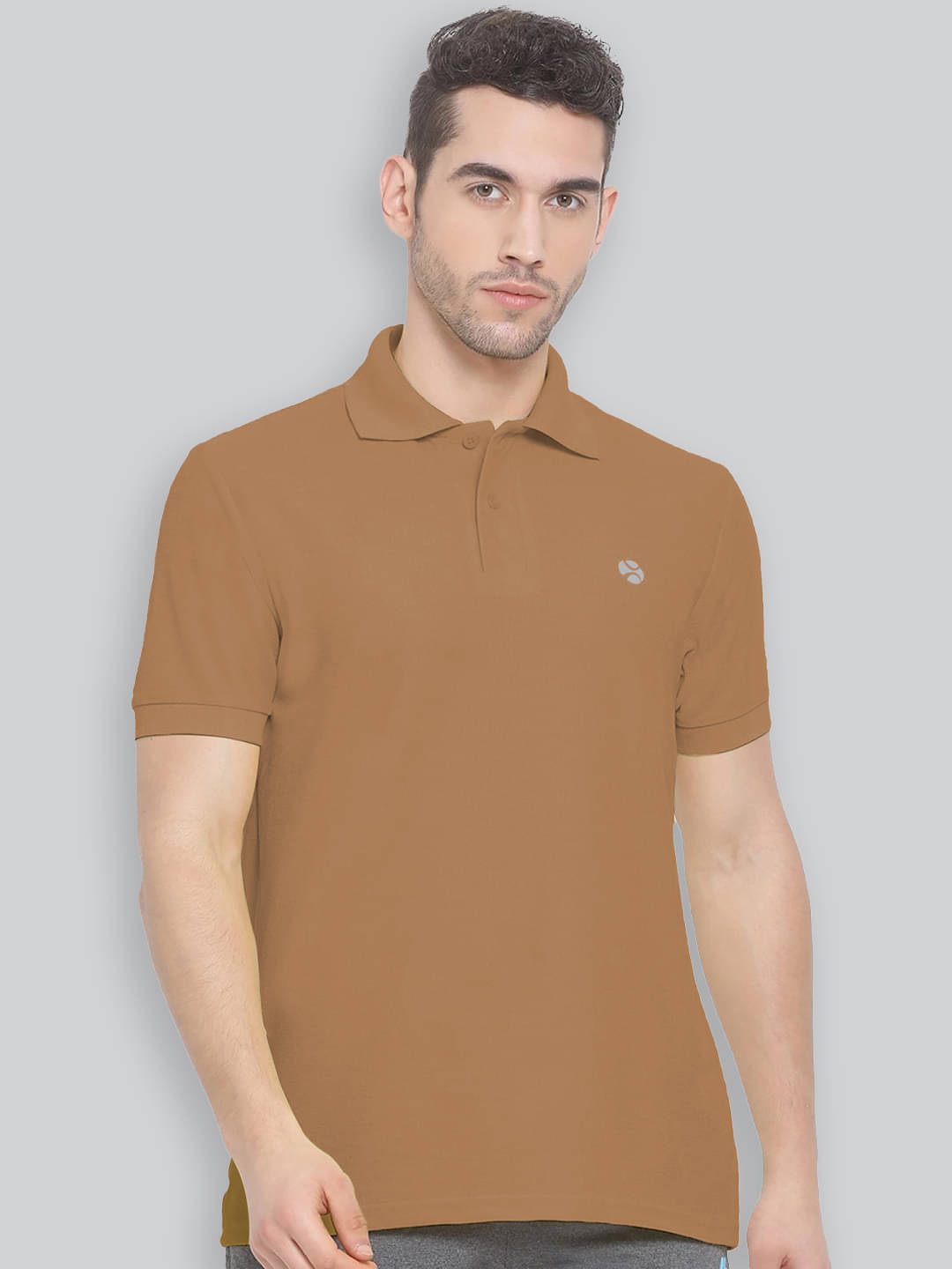 Lux Nitro Pack of 1 Cotton Blend Regular Fit Solid Half Sleeves Men's Polo T Shirt ( Tan ) Lux Nitro Pack of 1 Cotton Blend Regular Fit Solid Half Sleeves Men's Polo T Shirt ( Tan )