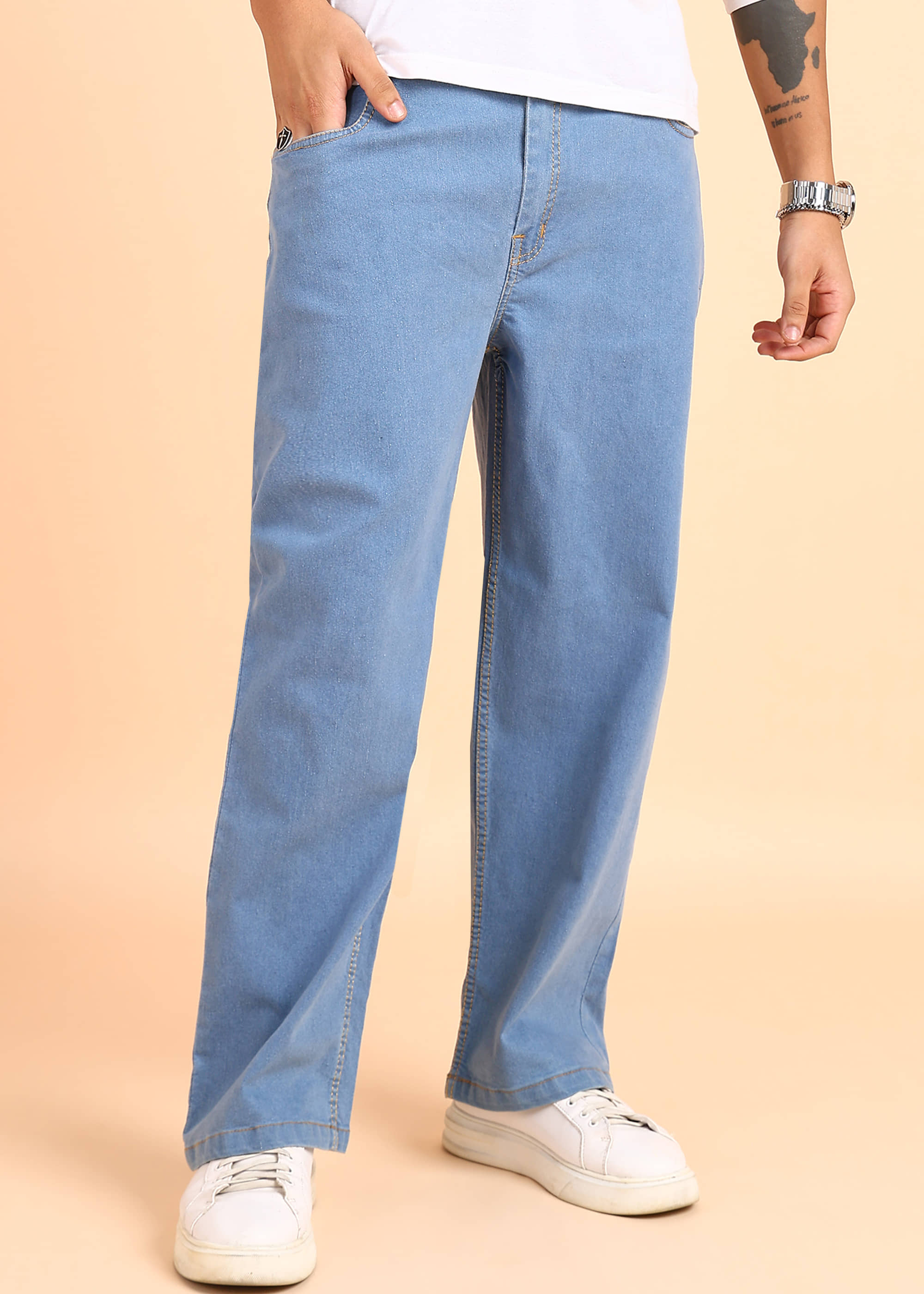 Montrez Straight Basic Men's Jeans - Light Blue ( Pack of 1 ) - Jeans | Buy online on ZillyBuy