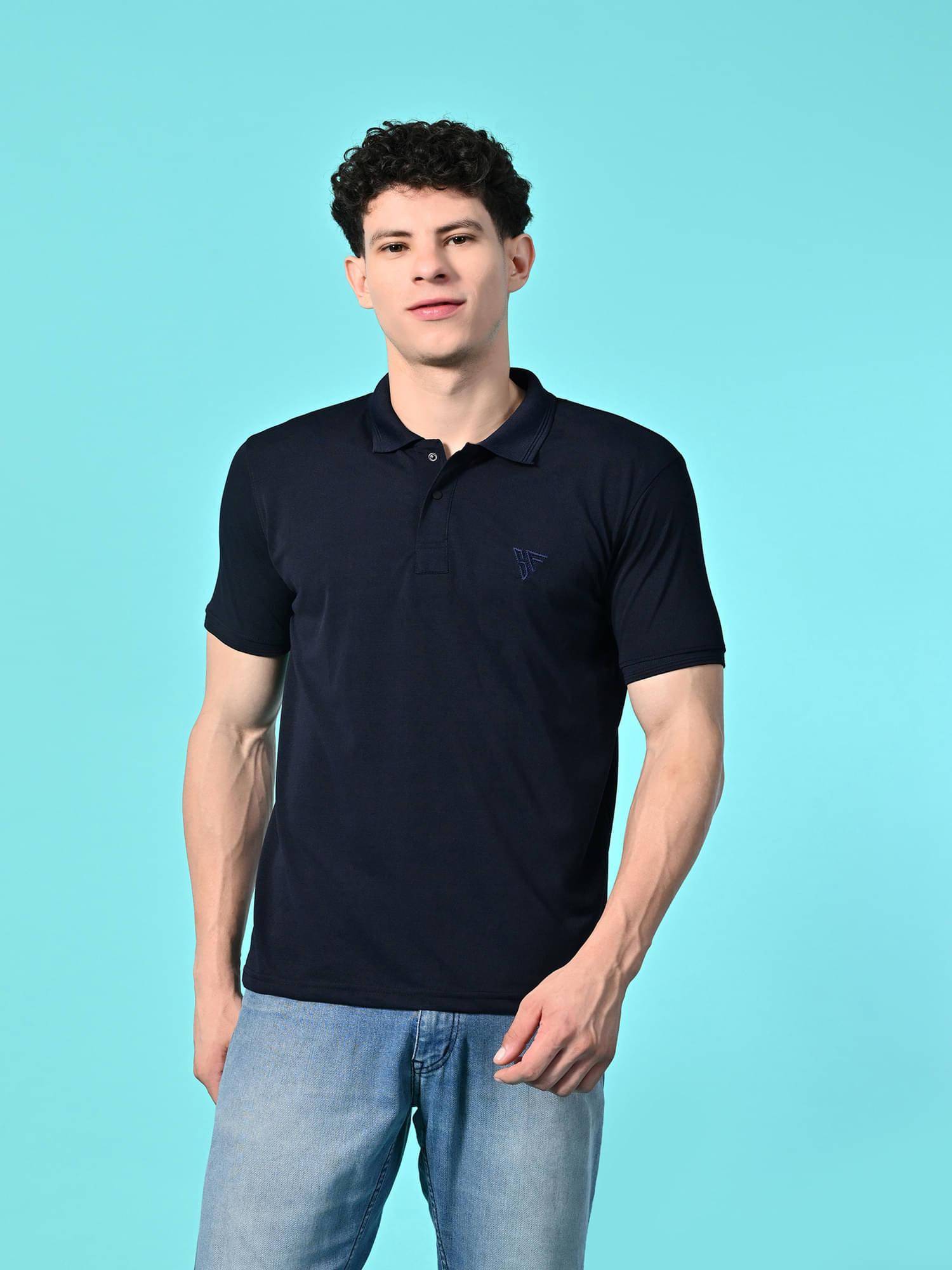     			STARFOX Pack of 1 Polyester Regular Fit Solid Half Sleeves Men's Polo T Shirt ( Navy )