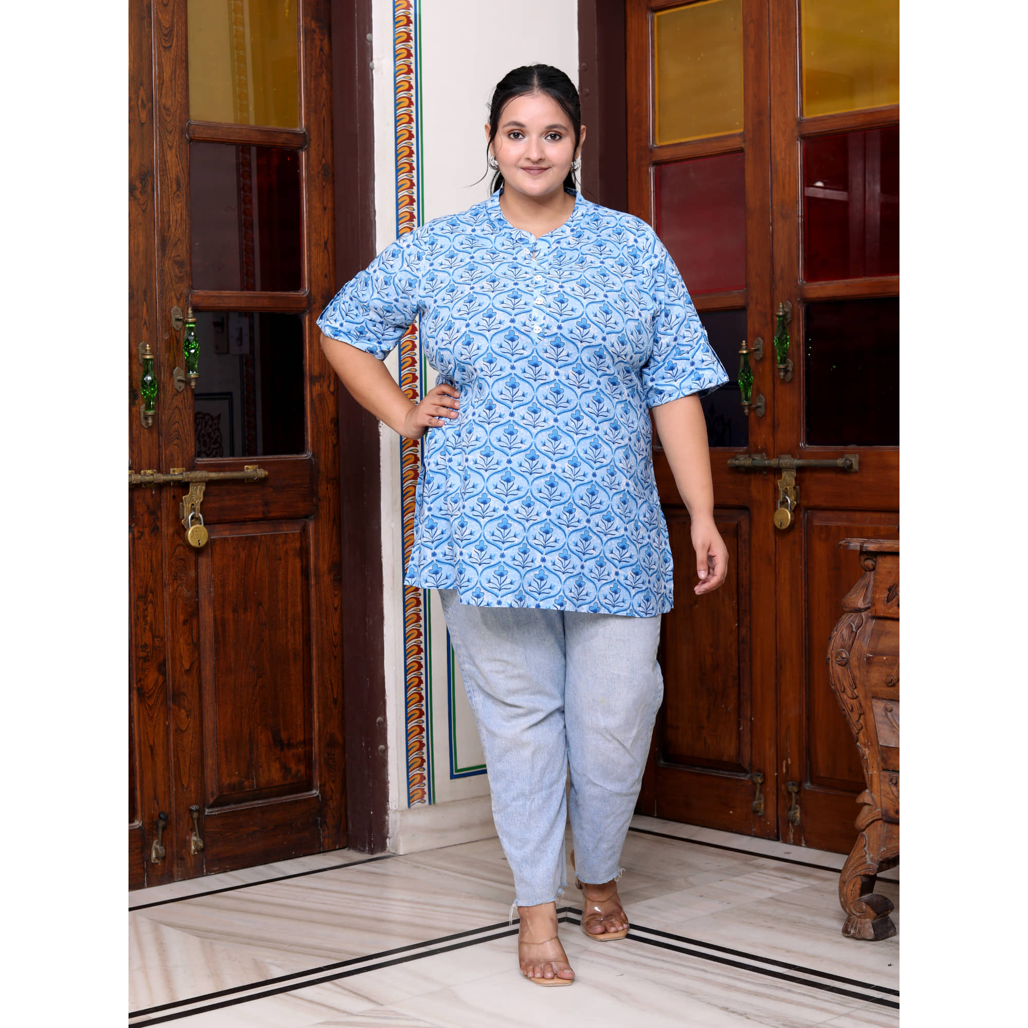Swasti Women's Cotton Tunic ( Blue )