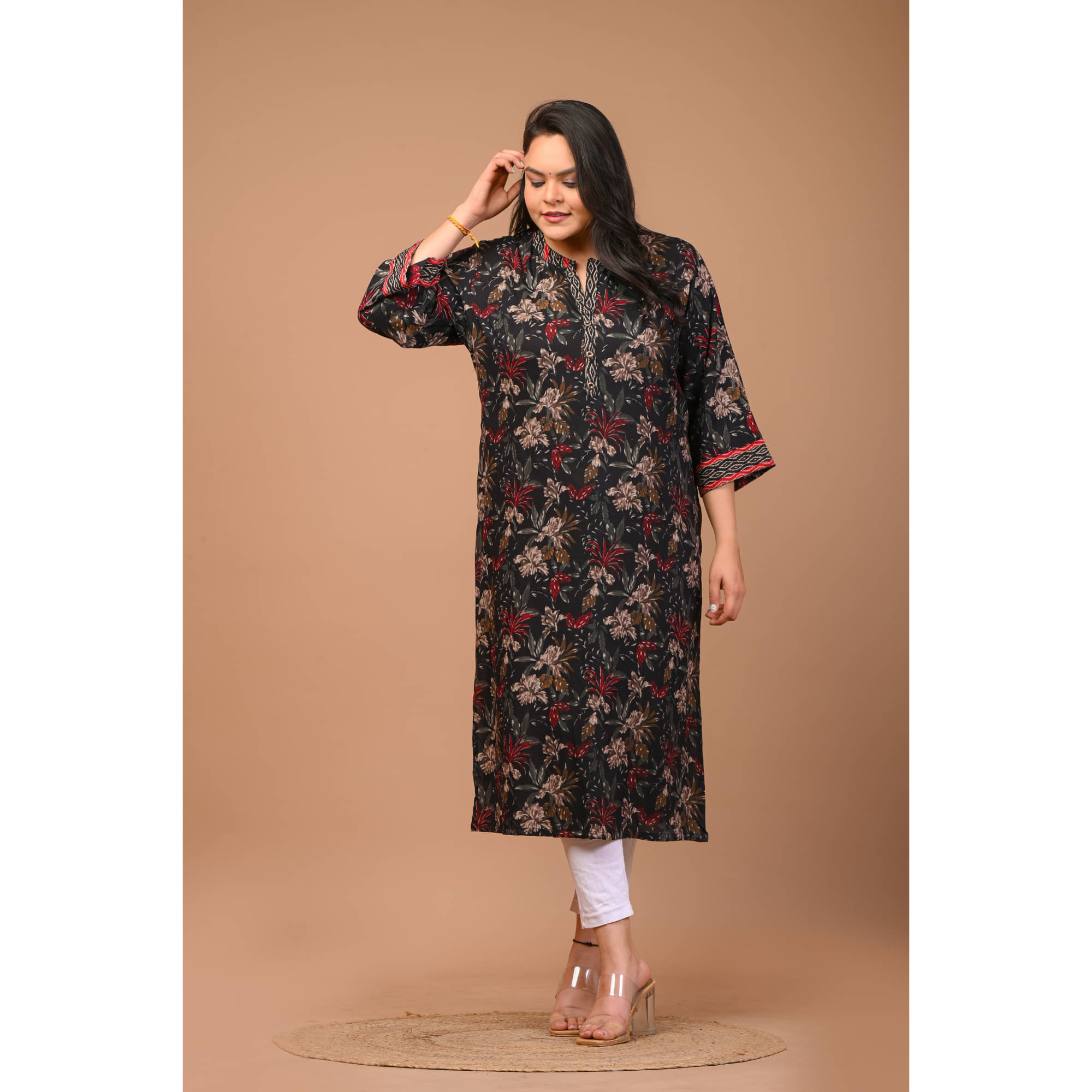 Swasti Cotton Blend Printed Straight Women's Kurti - Black ( Pack of 1 ) Swasti Cotton Blend Printed Straight Women's Kurti - Black ( Pack of 1 )