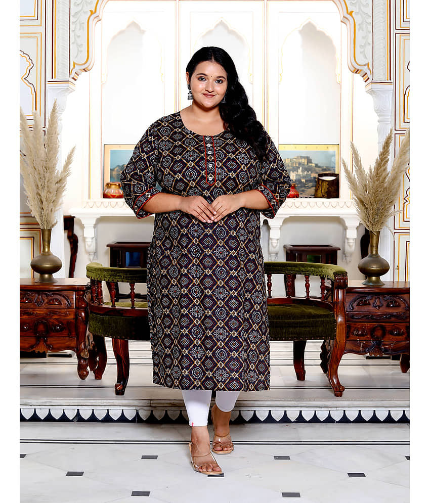 Swasti Cotton Printed Straight Women's Kurti - Black ( Pack of 1 ) - Kurtis, Tunics | Buy online on ZillyBuy