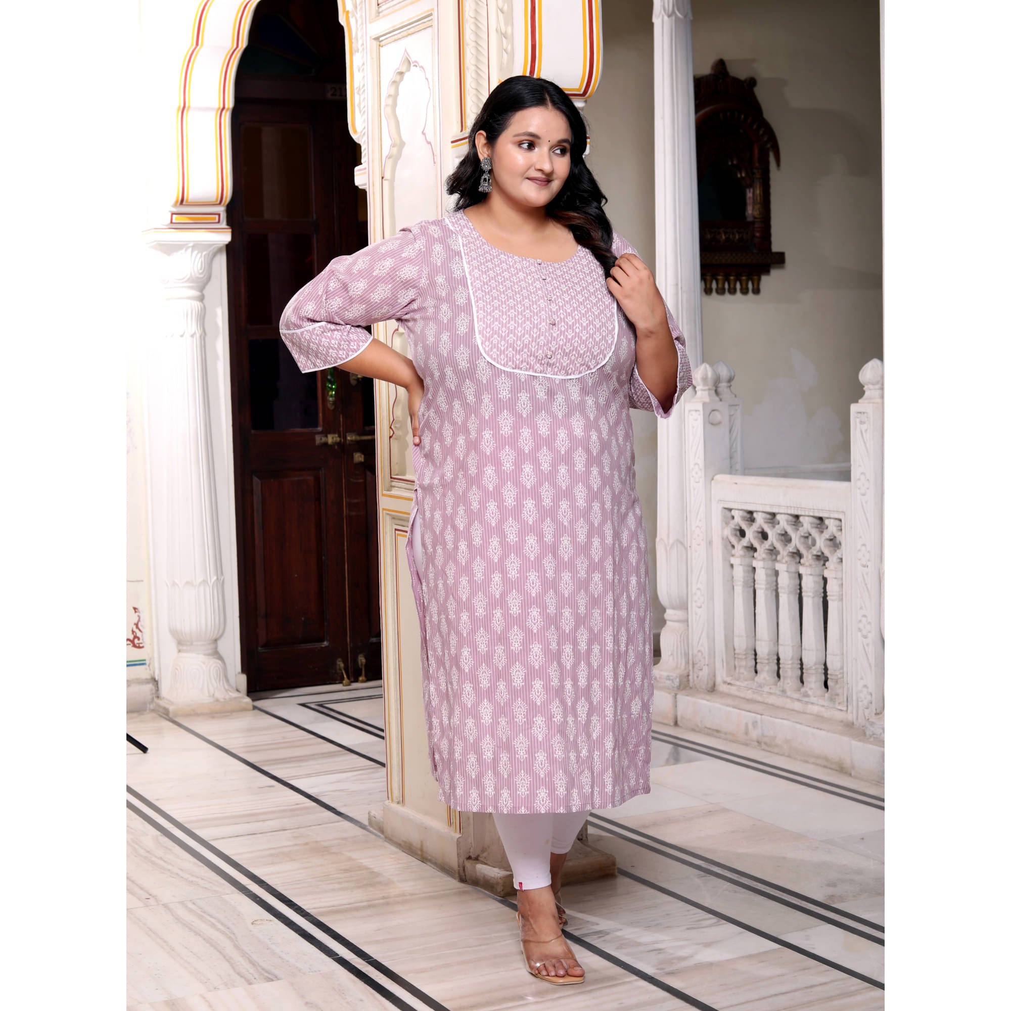     			Swasti Cotton Printed Straight Women's Kurti - Purple ( Pack of 1 )