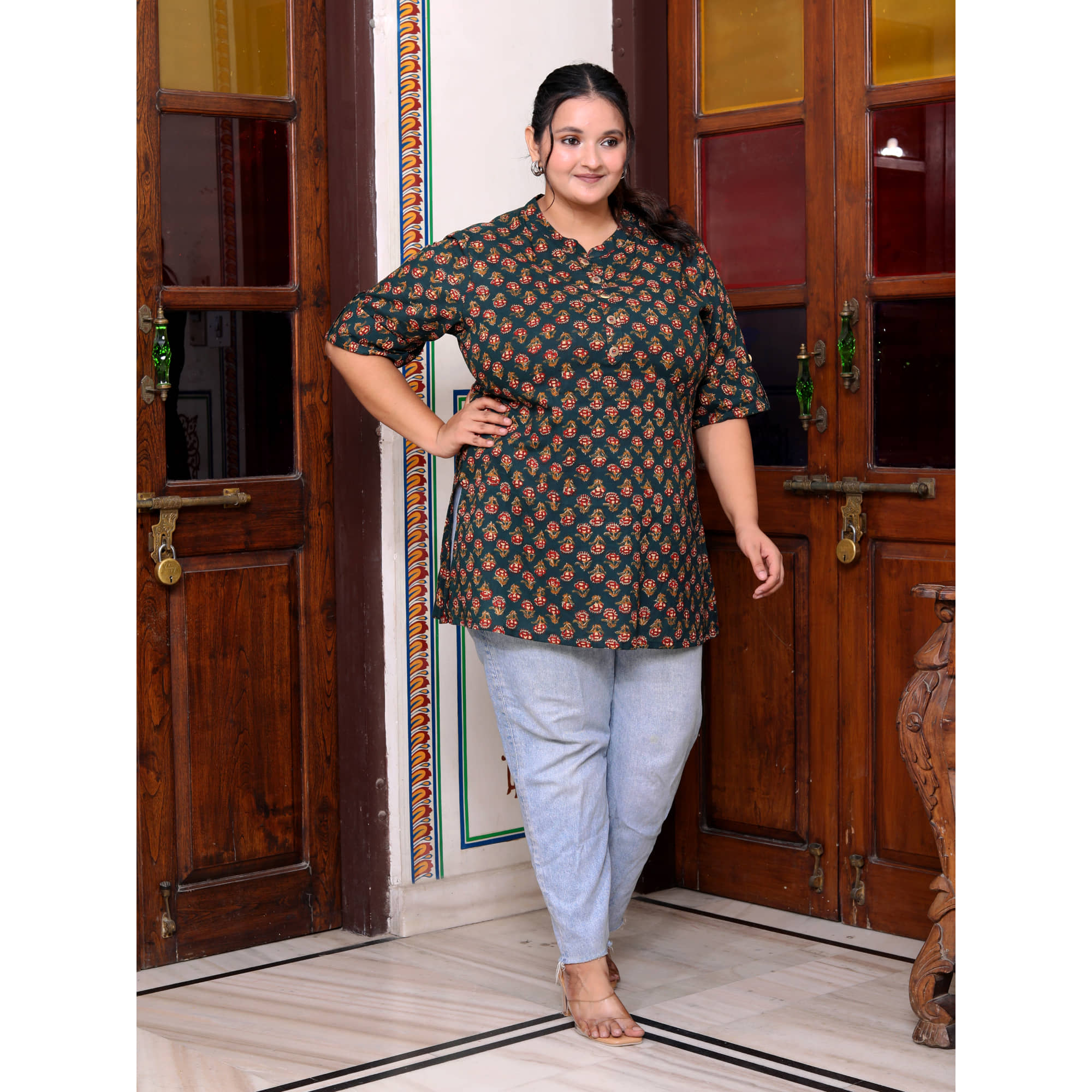 Swasti Women's Cotton Tunic ( Green )