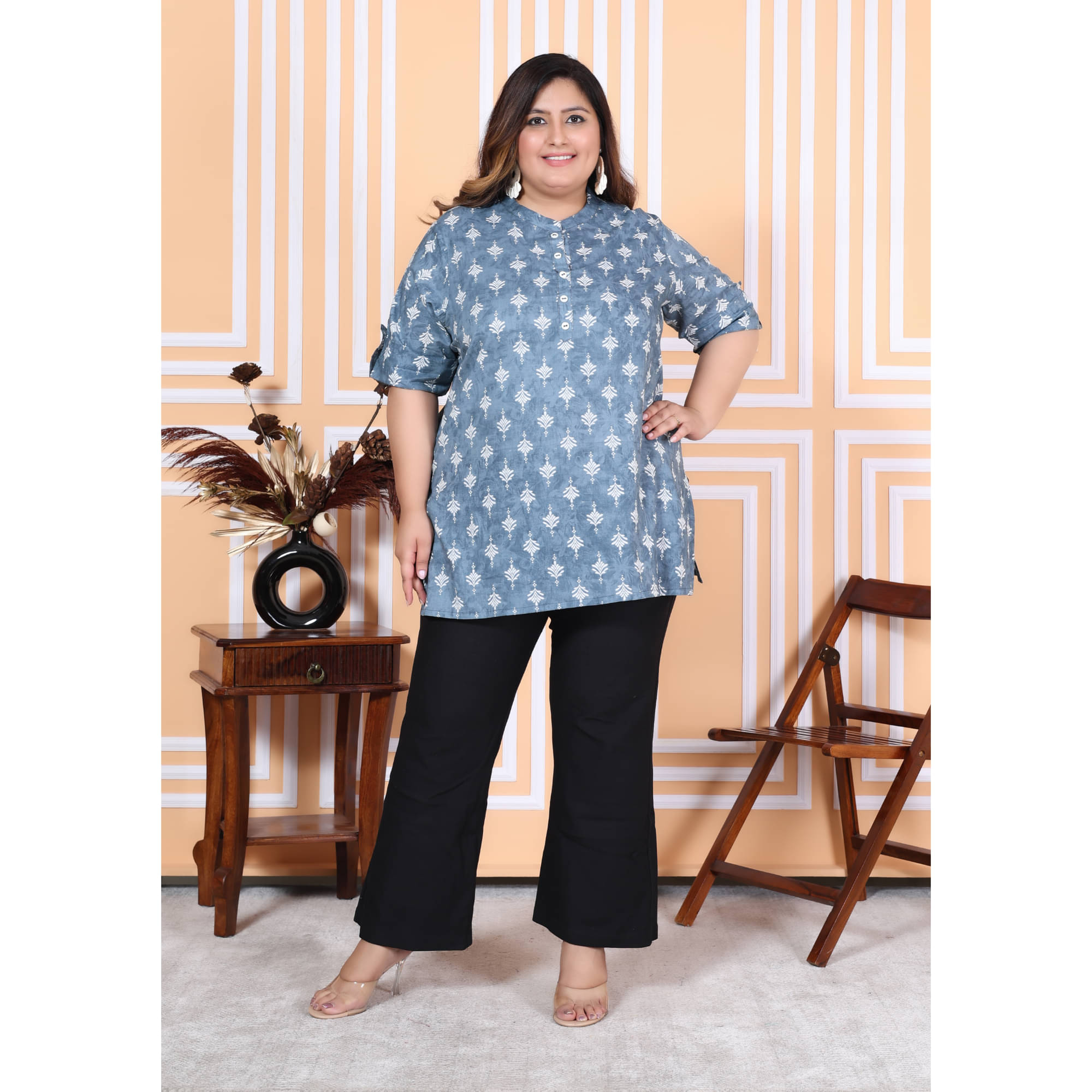 Swasti Women's Cotton Tunic ( Grey ) Swasti Women's Cotton Tunic ( Grey )