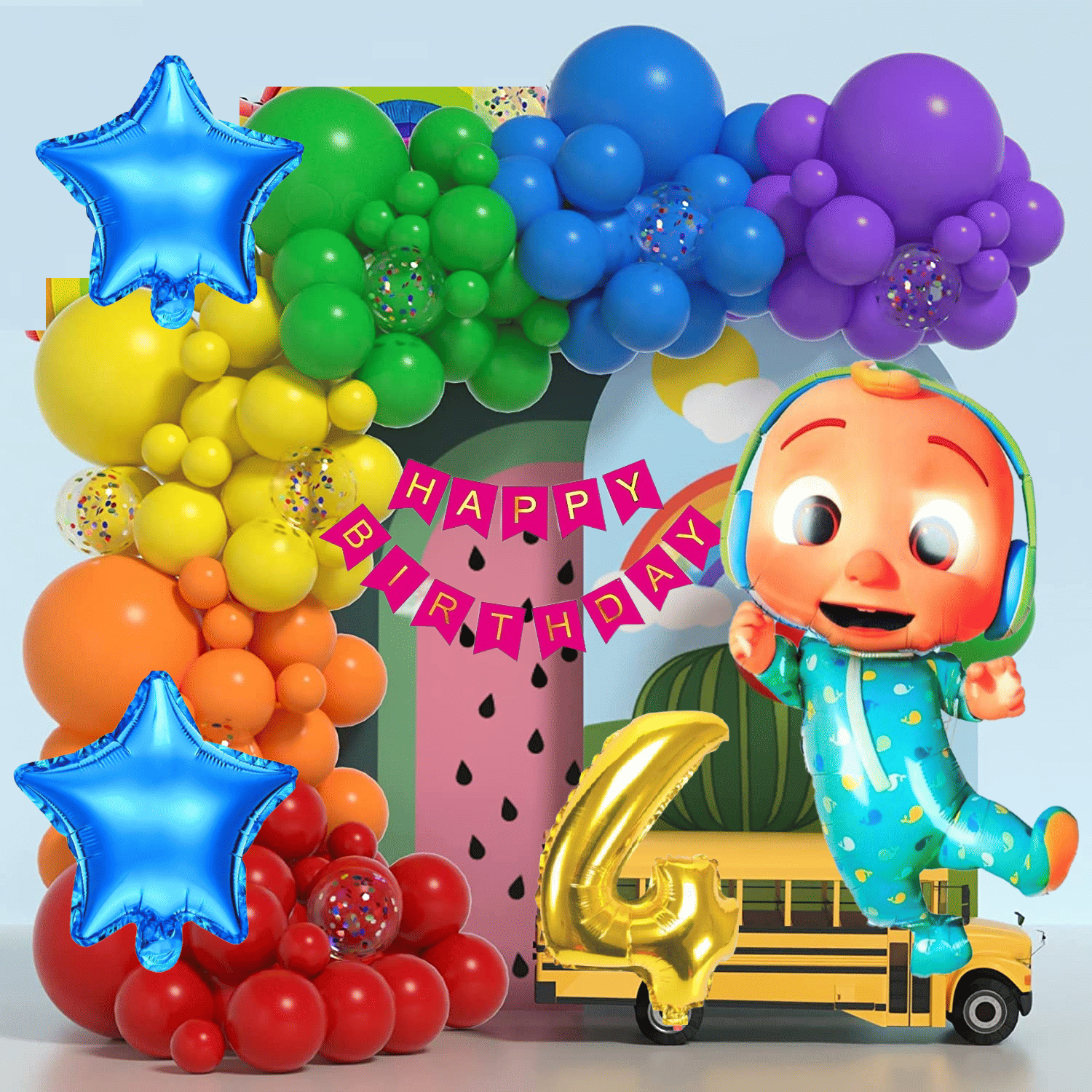 Urban Classic Cocomelon theme Happy Birthday Decoration kit for Boys and Girls | Birthday decoration items (4th Birthday) Urban Classic Cocomelon theme Happy Birthday Decoration kit for Boys and Girls | Birthday decoration items (4th Birthday)