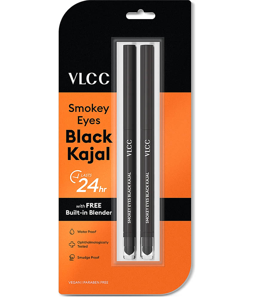 VLCC Smokey Eyes Kajal - Black ( Pack of 2 ) - 0.35g - Makeup - Eyes | Buy online on ZillyBuy