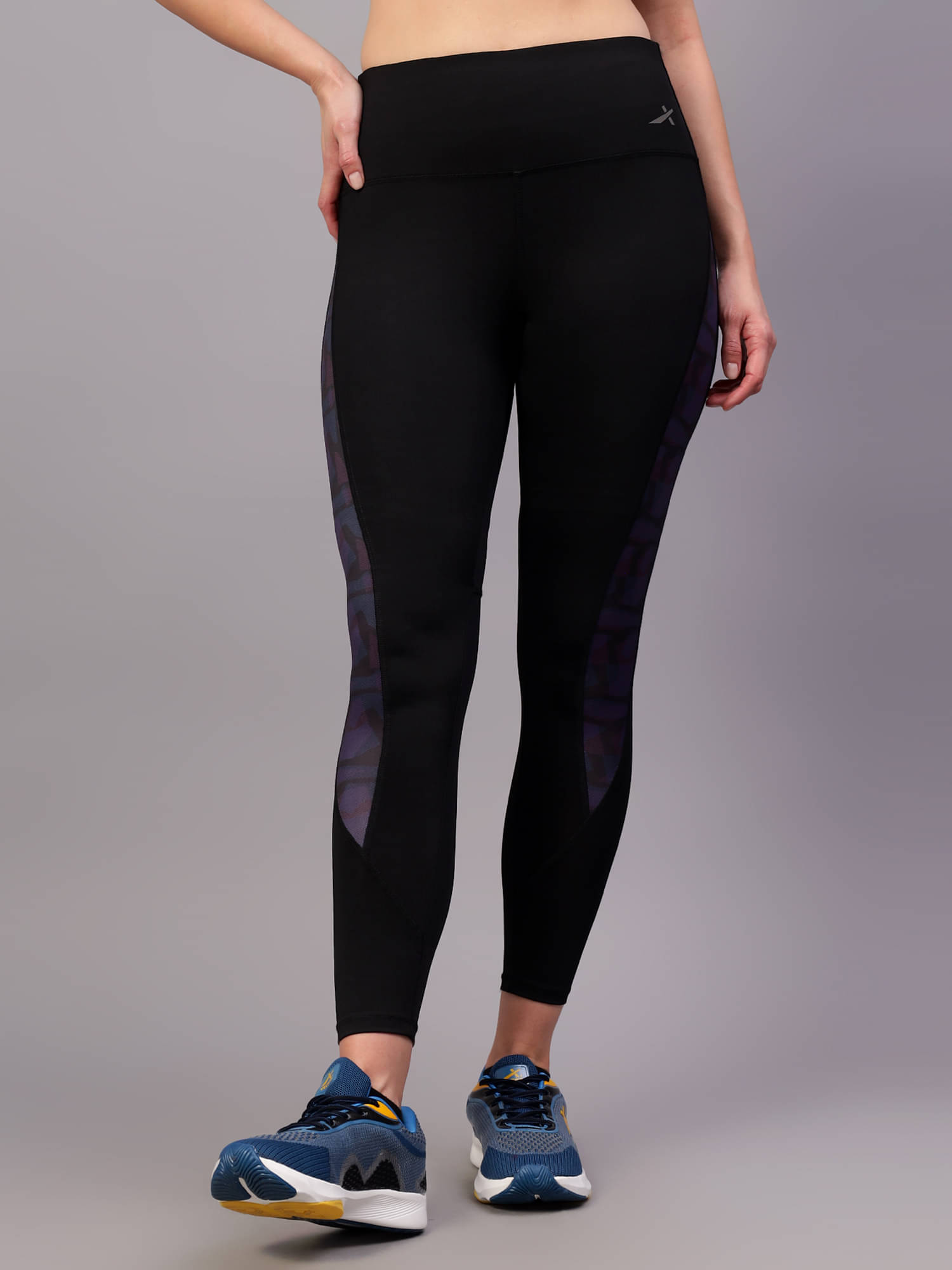     			Vector X Black Polyester Solid Tights - Single