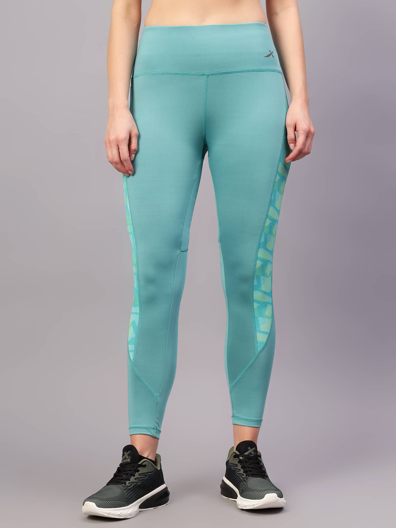     			Vector X Sea Green Polyester Printed Tights - Single