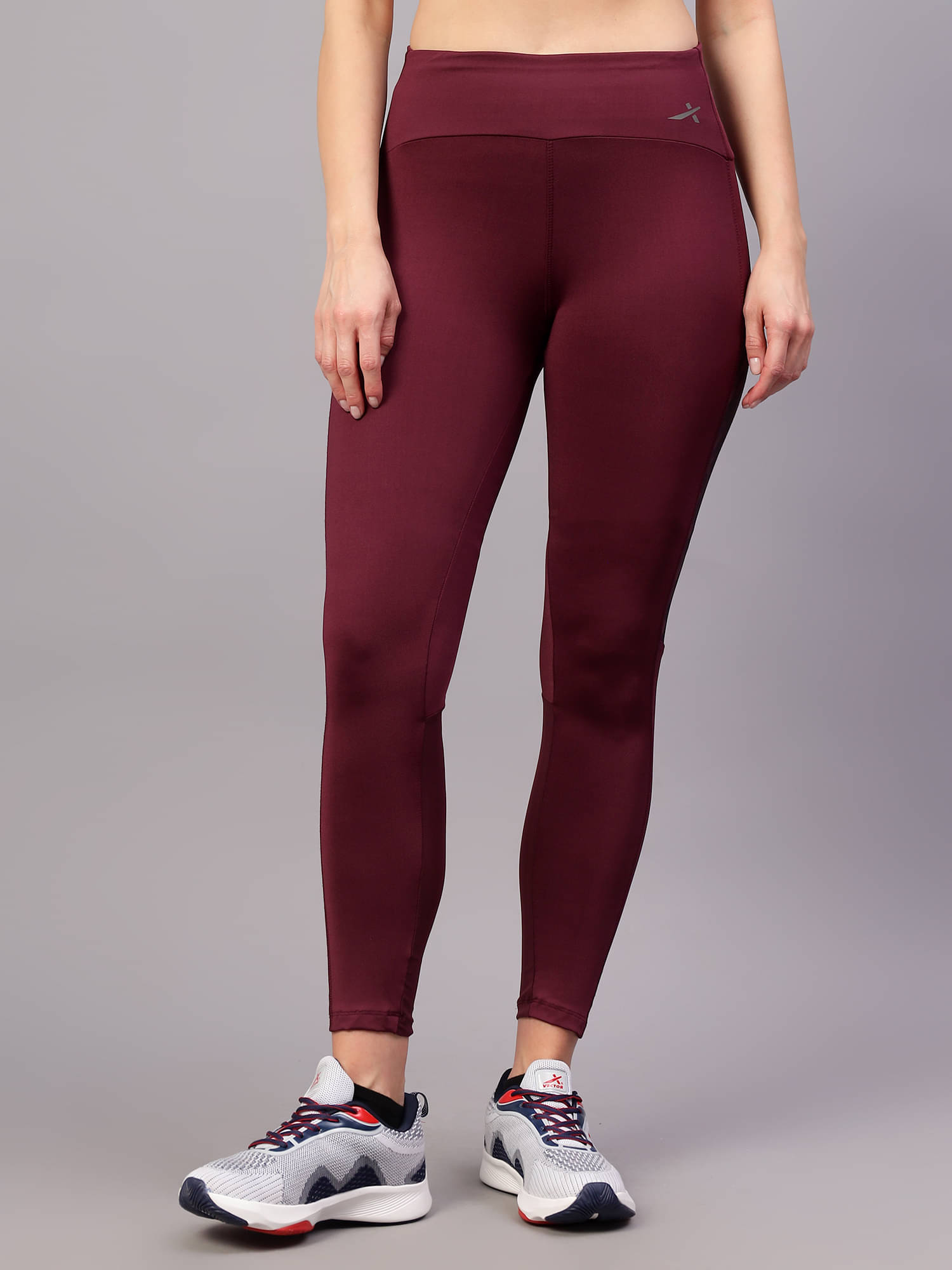    			Vector X Wine Polyester Solid Tights - Single