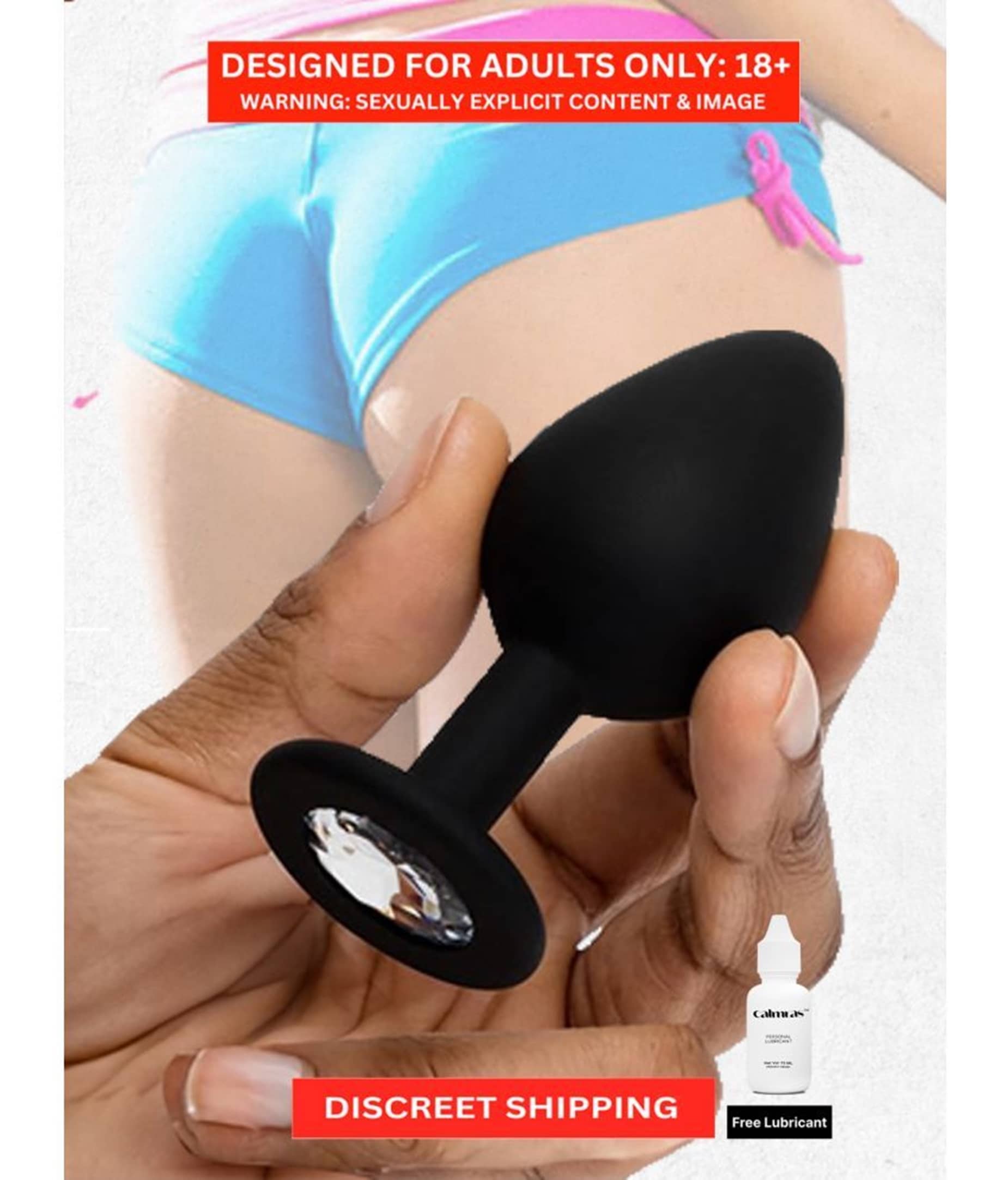Womens Anal Plug- Small Anal Butt Plug Silicone Material with Diamond Cut Removal Jewel 3 inch