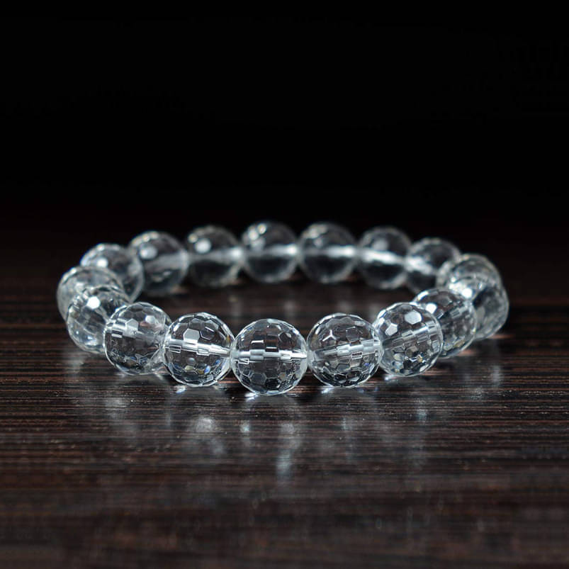     			Yogii Natural Clear Quartz Bracelet Crystal Stone 8 mm Round Beads - By Astroyogi