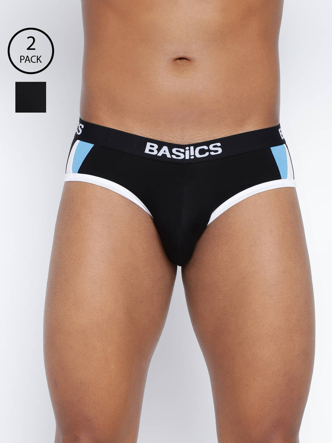 BASIICS By La Intimo Pack of 2 Cotton Blend Briefs For Men's ( Black ) BASIICS By La Intimo Pack of 2 Cotton Blend Briefs For Men's ( Black )