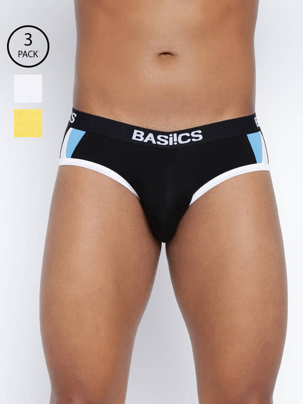BASIICS By La Intimo Pack of 3 Cotton Blend Briefs For Men's ( Multicolor6 ) BASIICS By La Intimo Pack of 3 Cotton Blend Briefs For Men's ( Multicolor6 )