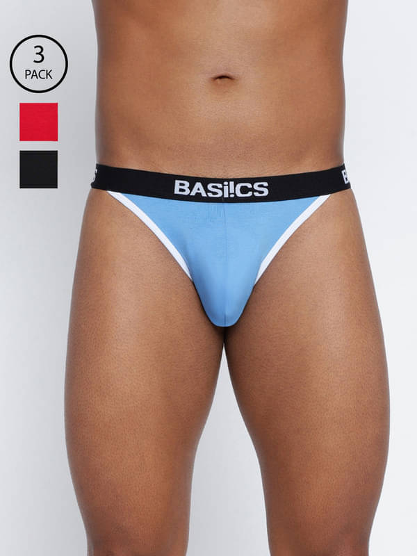BASIICS By La Intimo Pack of 3 Cotton Blend Briefs For Men's ( Multicolor6 ) BASIICS By La Intimo Pack of 3 Cotton Blend Briefs For Men's ( Multicolor6 )
