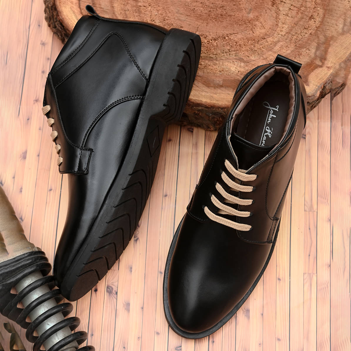     			John Karsun Black Men's Casual Boots