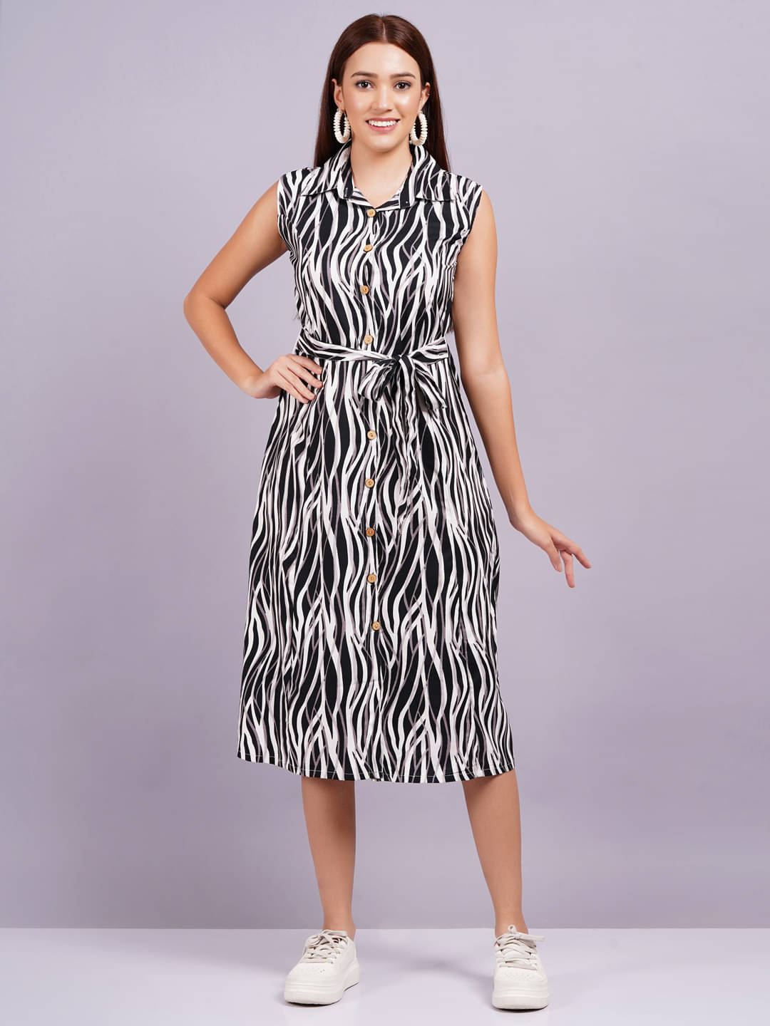 Jyoti Saree Women Rayon Printed Fit & Flare Dress ( Black ) Jyoti Saree Women Rayon Printed Fit & Flare Dress ( Black )