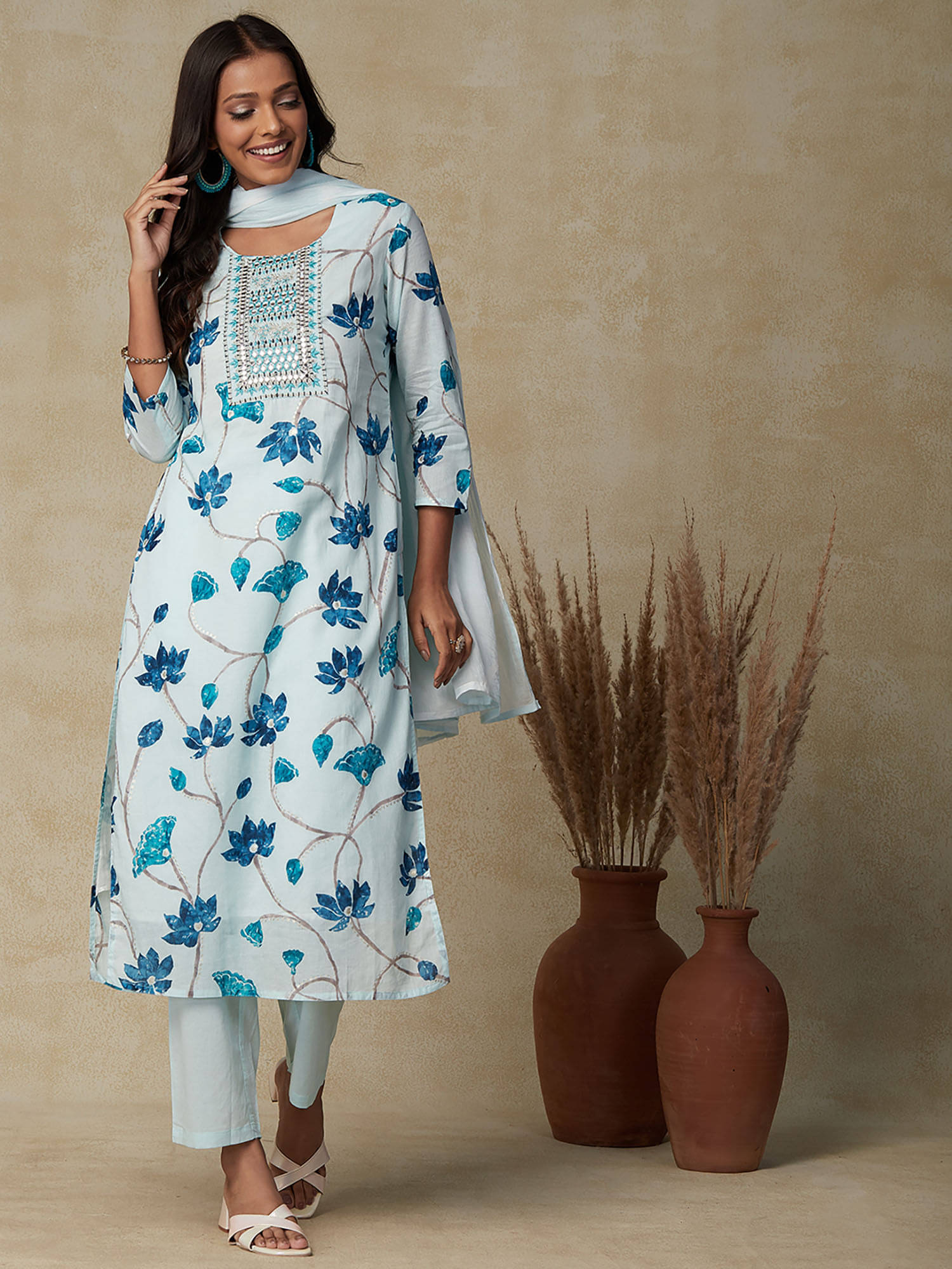 KETAKI FASHION Rayon Embroidered Kurti With Pants Women's Stitched Salwar Suit - Light Blue ( Pack of 1 ) KETAKI FASHION Rayon Embroidered Kurti With Pants Women's Stitched Salwar Suit - Light Blue ( Pack of 1 )