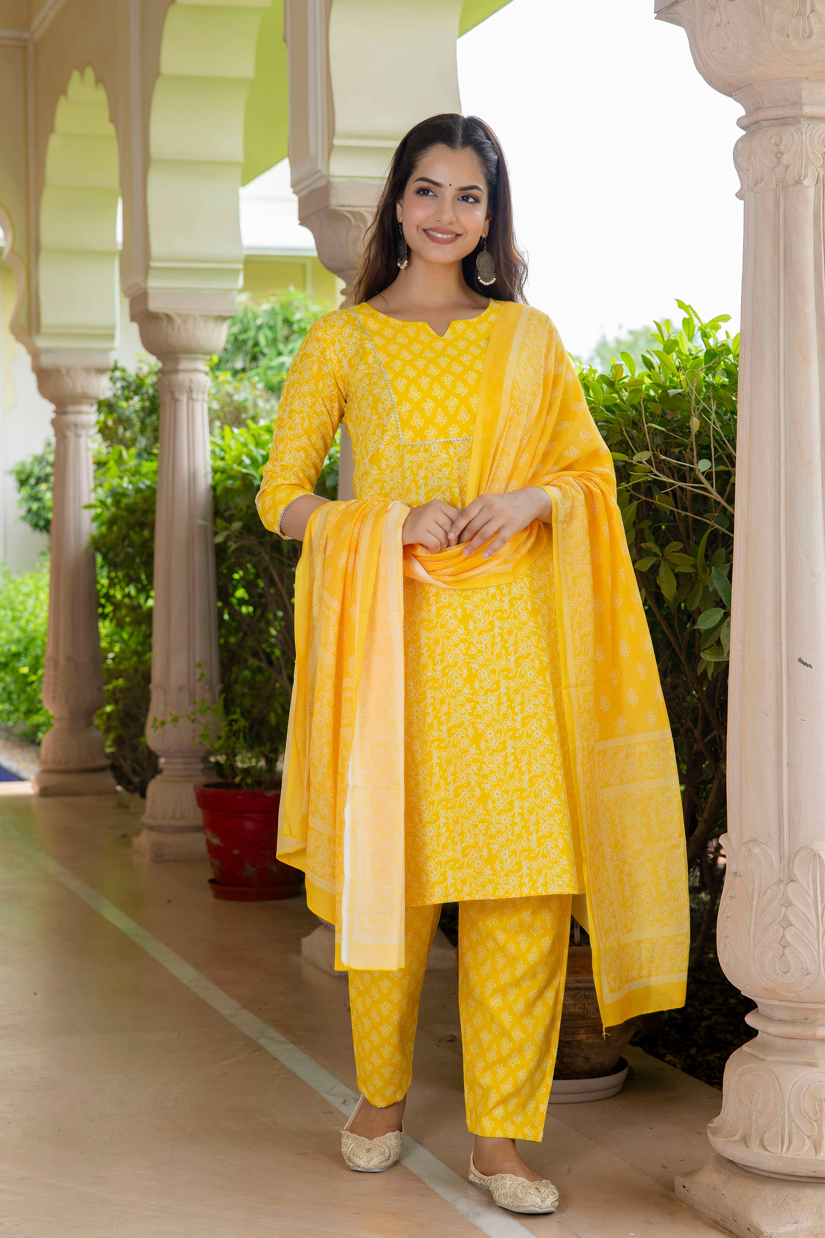 KETAKI FASHION Rayon Printed Kurti With Pants Women's Stitched Salwar Suit - Yellow ( Pack of 1 )